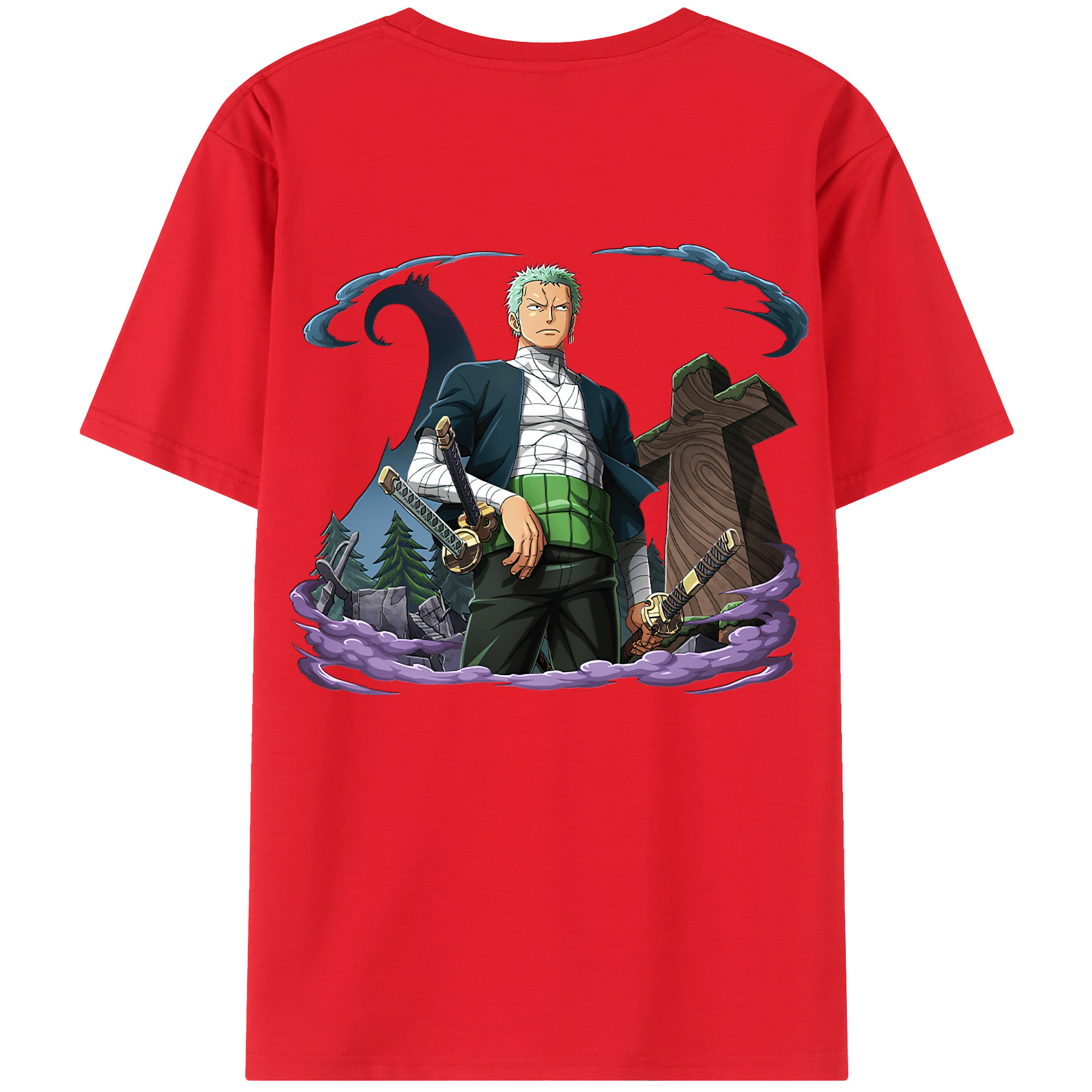 ワンピース ロロノア・ゾロ ONE PIECE Roronoa Zoro 綿100％半袖Tシャツ（背面プリント）