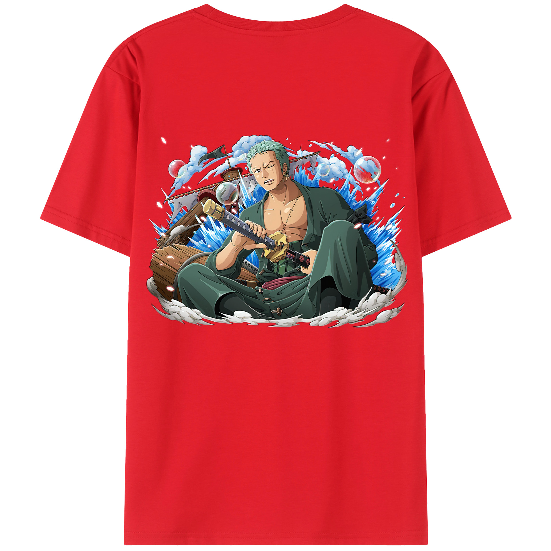 ワンピース ロロノア・ゾロ ONE PIECE Roronoa Zoro 綿100％半袖Tシャツ（背面プリント）