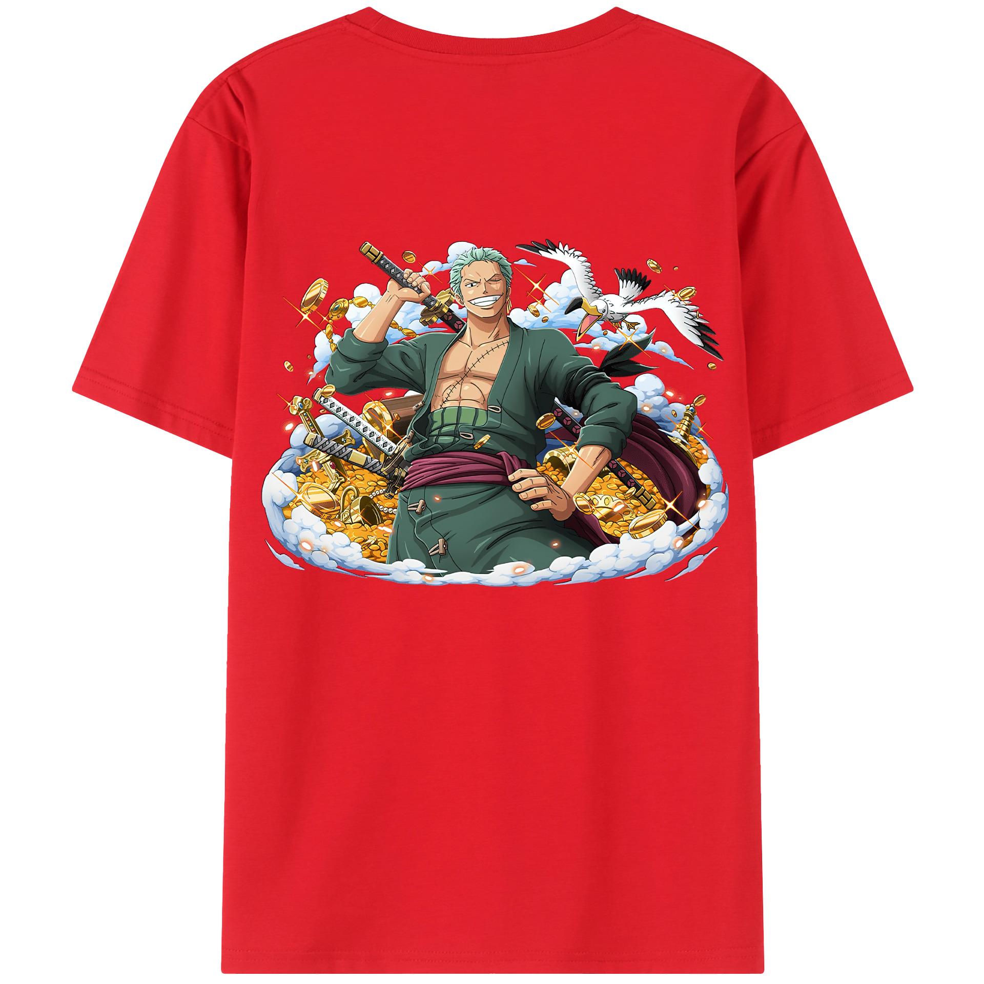 ワンピース ロロノア・ゾロ ONE PIECE Roronoa Zoro 綿100％半袖Tシャツ（背面プリント）