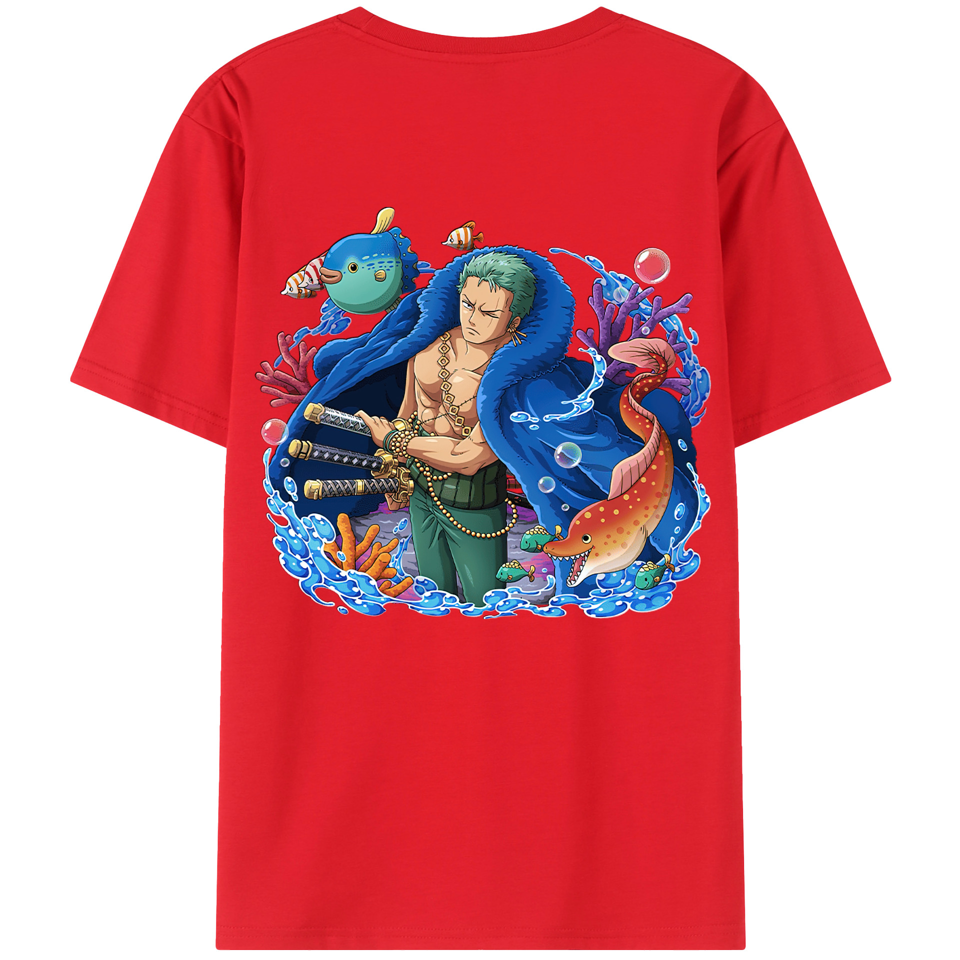 （画像用） ワンピース ロロノア・ゾロ ONE PIECE Roronoa Zoro 綿100％半袖Tシャツ（背面プリント）