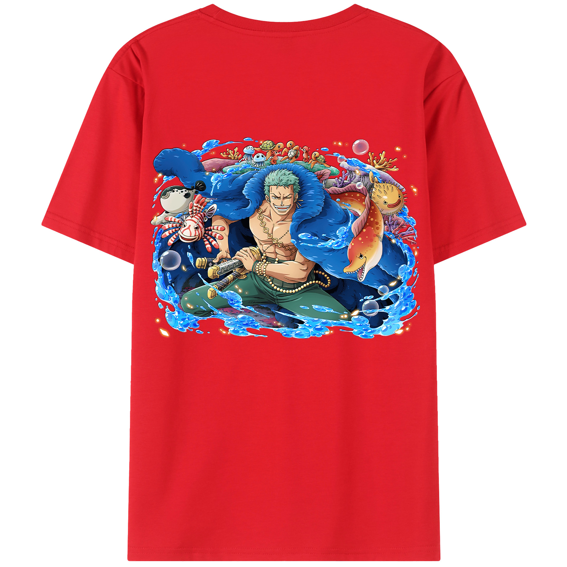 ワンピース ロロノア・ゾロ ONE PIECE Roronoa Zoro 綿100％半袖Tシャツ（背面プリント）