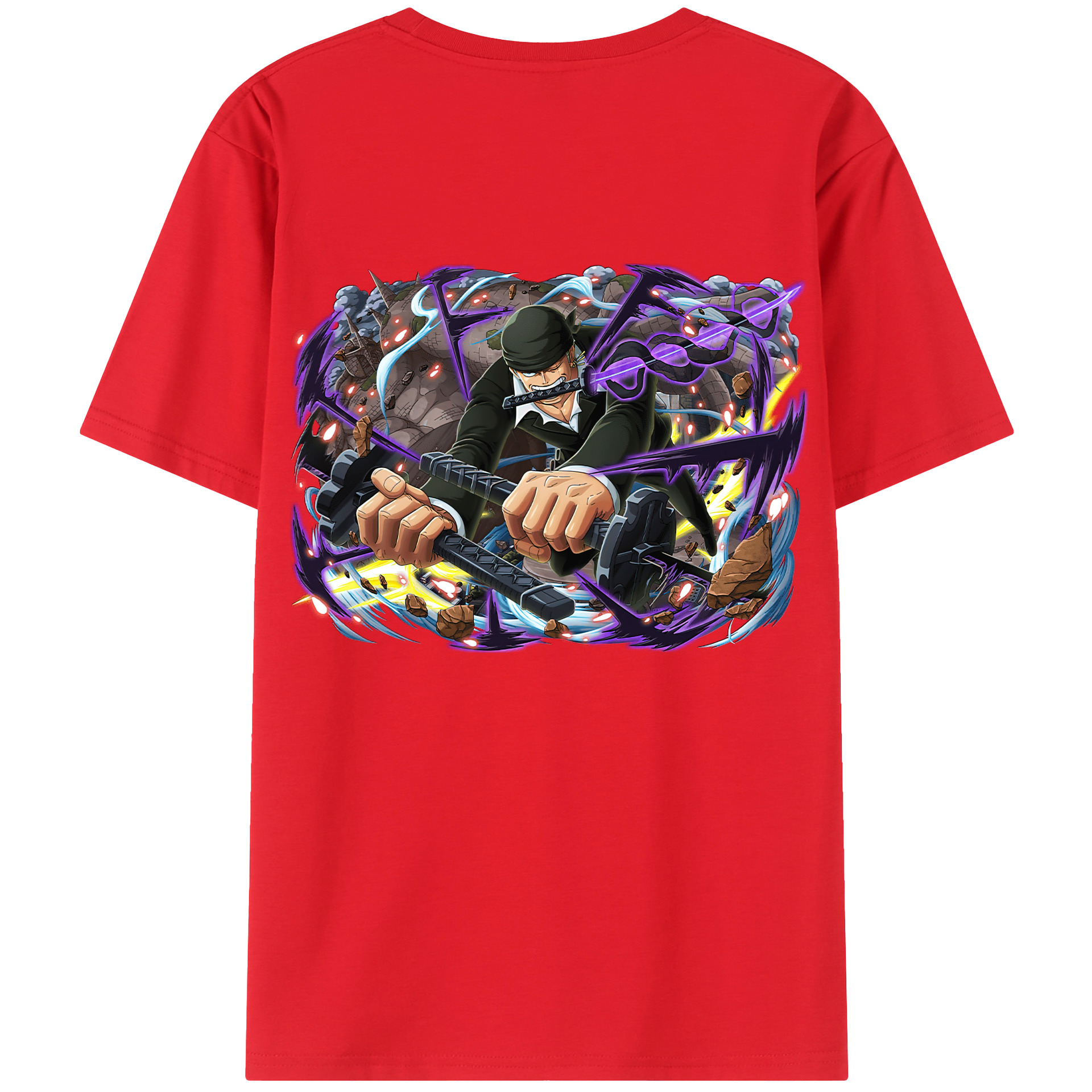 ワンピース ロロノア・ゾロ ONE PIECE Roronoa Zoro 綿100％半袖Tシャツ（背面プリント）