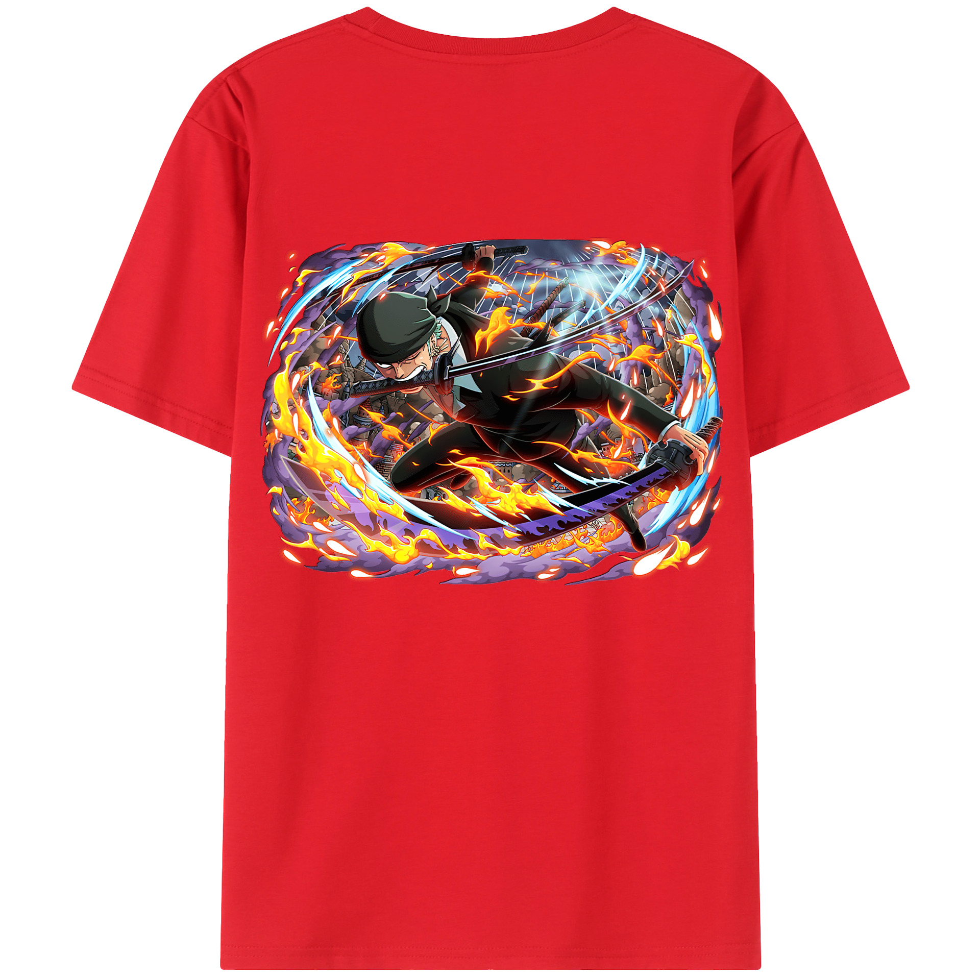 ワンピース ロロノア・ゾロ ONE PIECE Roronoa Zoro 綿100％半袖Tシャツ（背面プリント）