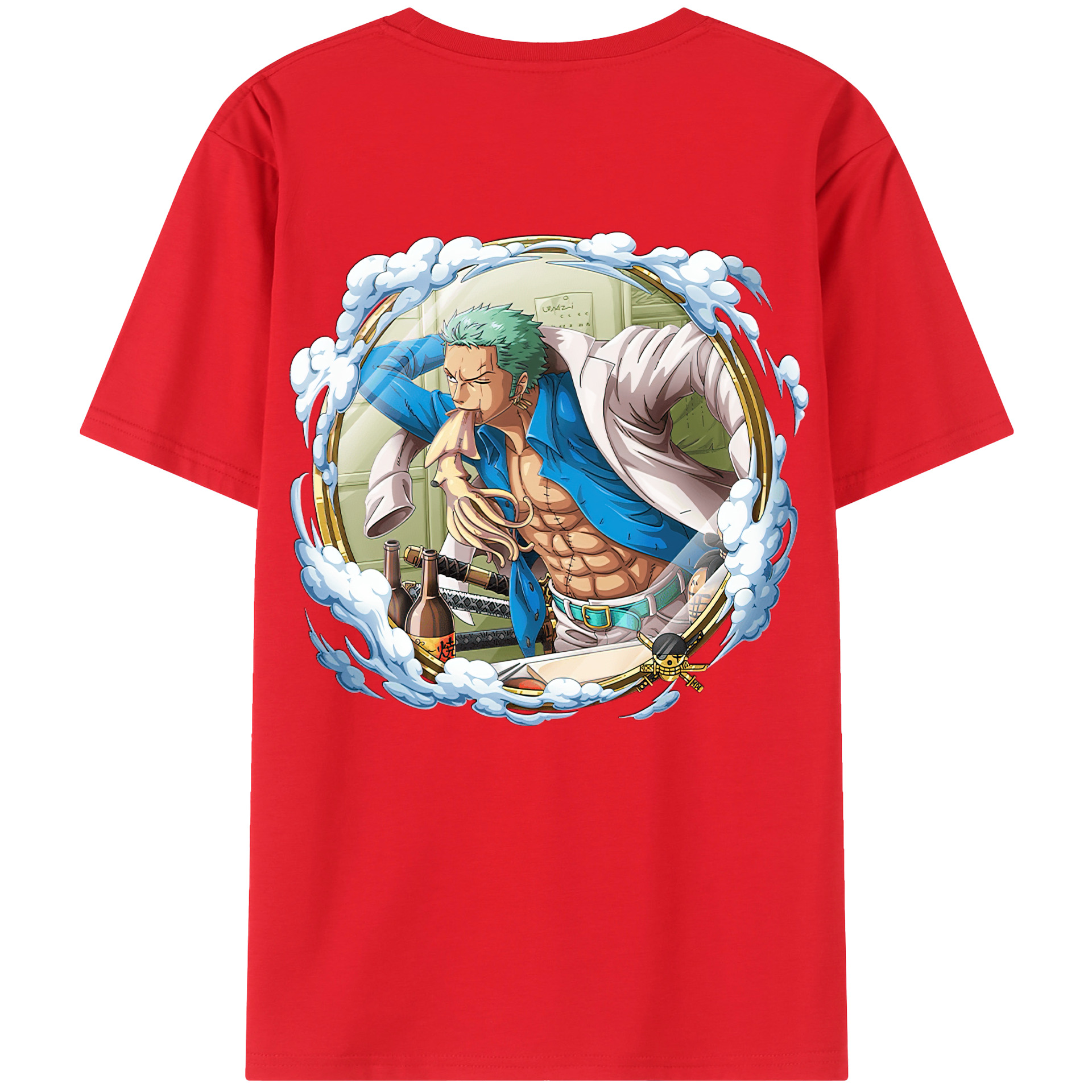 ワンピース ロロノア・ゾロ ONE PIECE Roronoa Zoro 綿100％半袖Tシャツ（背面プリント）