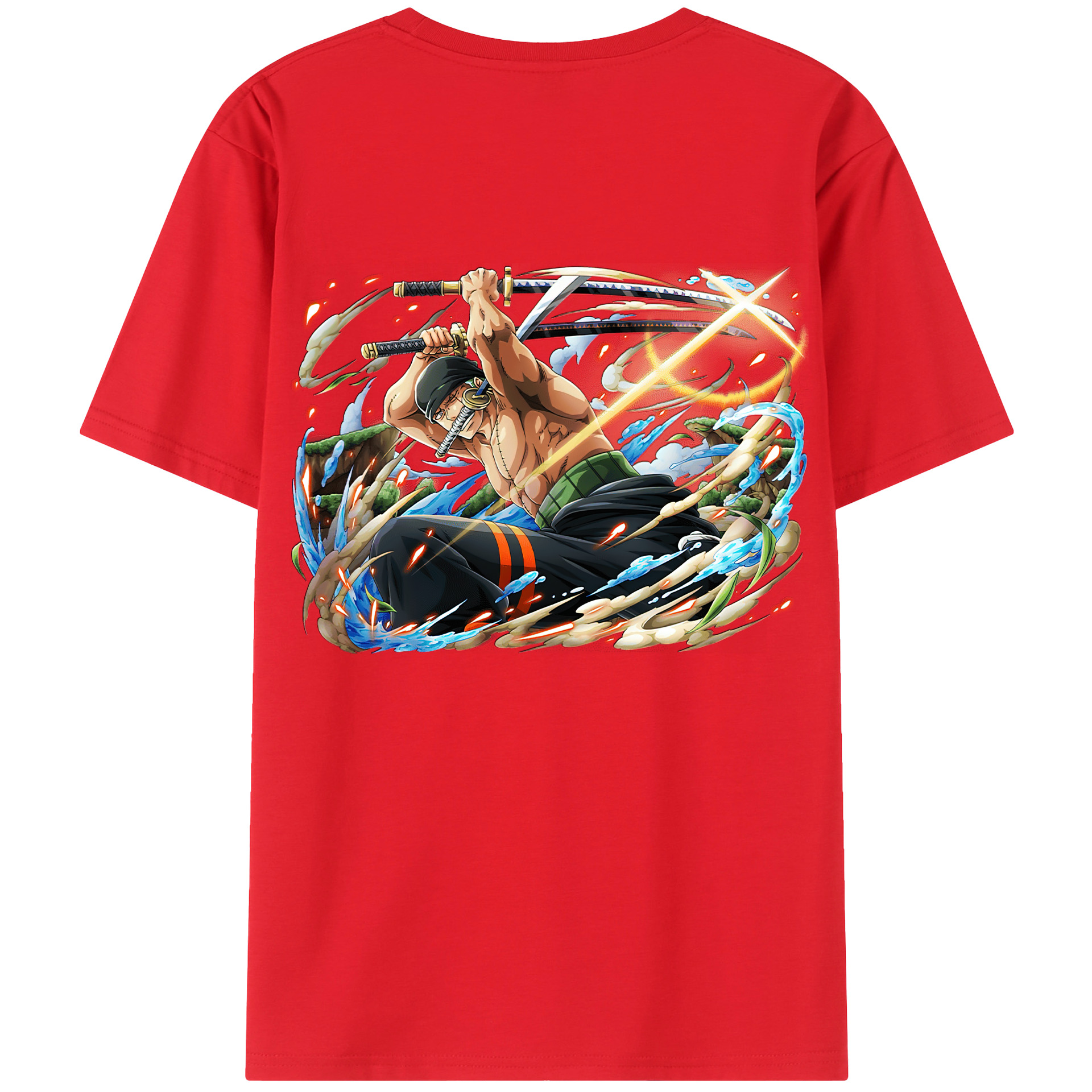 ワンピース ロロノア・ゾロ ONE PIECE Roronoa Zoro 綿100％半袖Tシャツ（背面プリント）