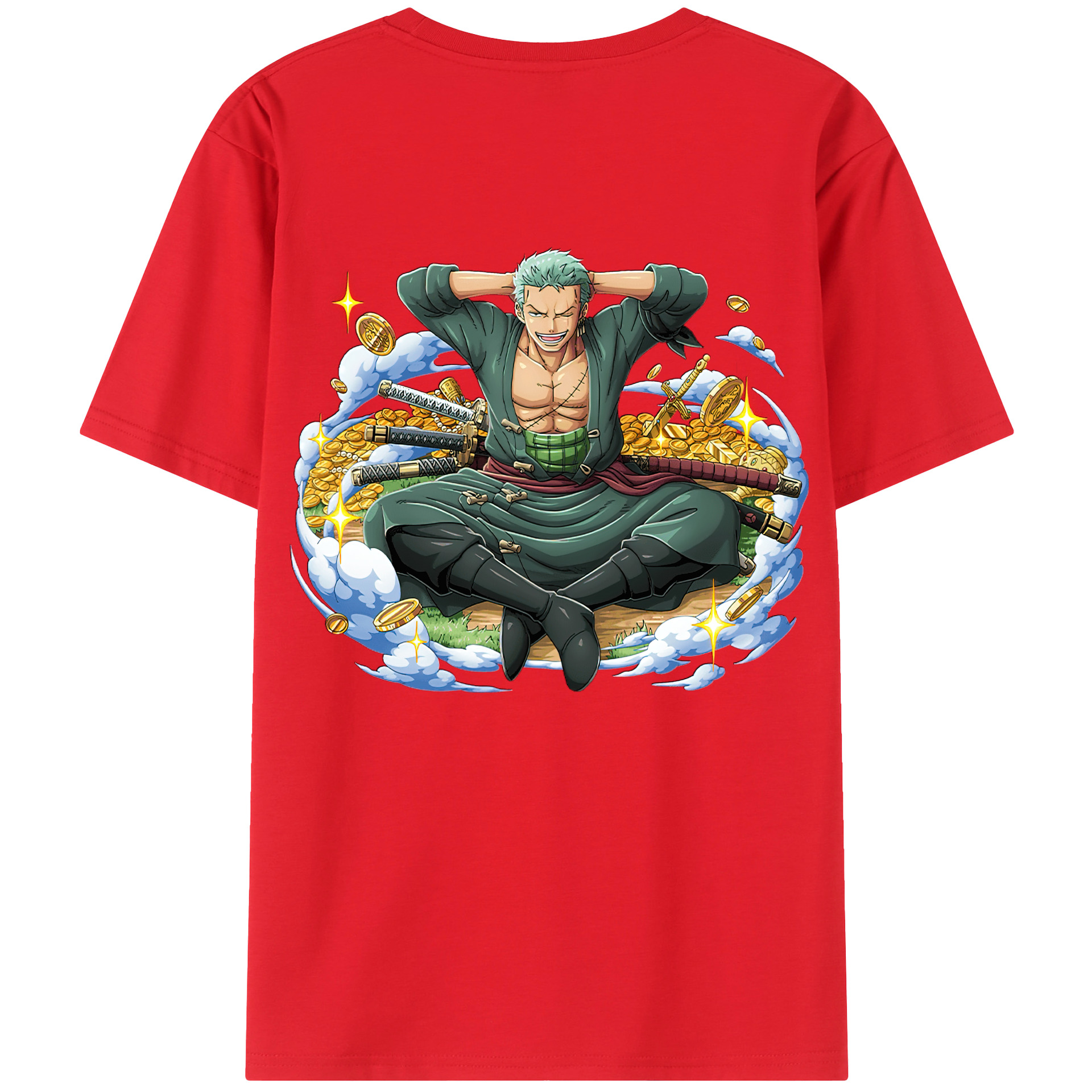 ワンピース ロロノア・ゾロ ONE PIECE Roronoa Zoro 綿100％半袖Tシャツ（背面プリント）