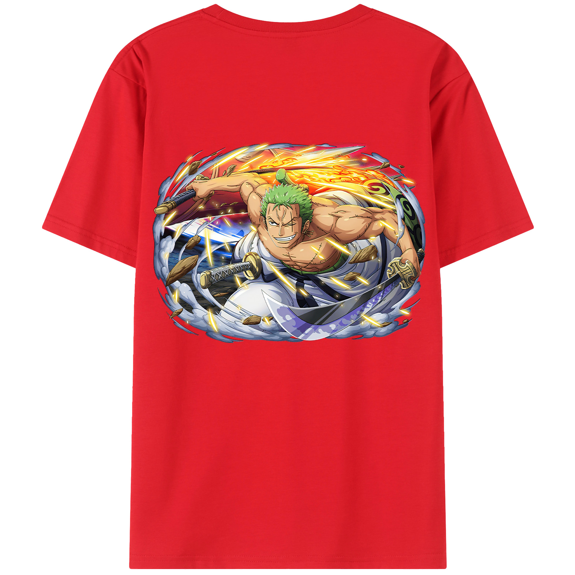 ワンピース ロロノア・ゾロ ONE PIECE Roronoa Zoro 綿100％半袖Tシャツ（背面プリント）