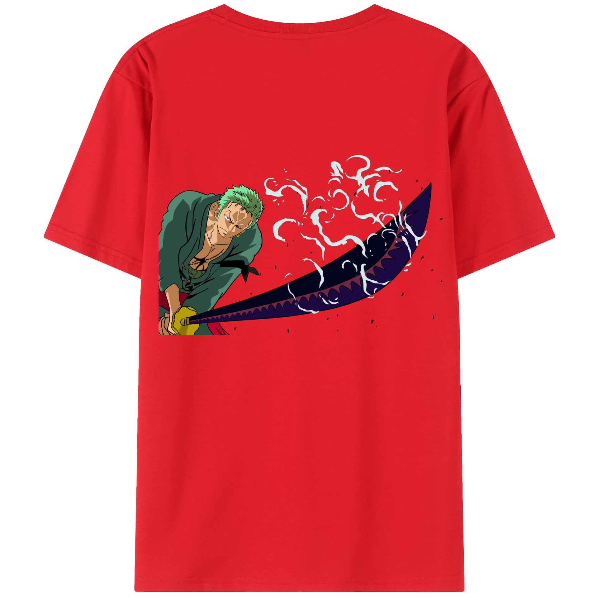 ワンピース ロロノア・ゾロ ONE PIECE Roronoa Zoro 綿100％半袖Tシャツ（背面プリント）