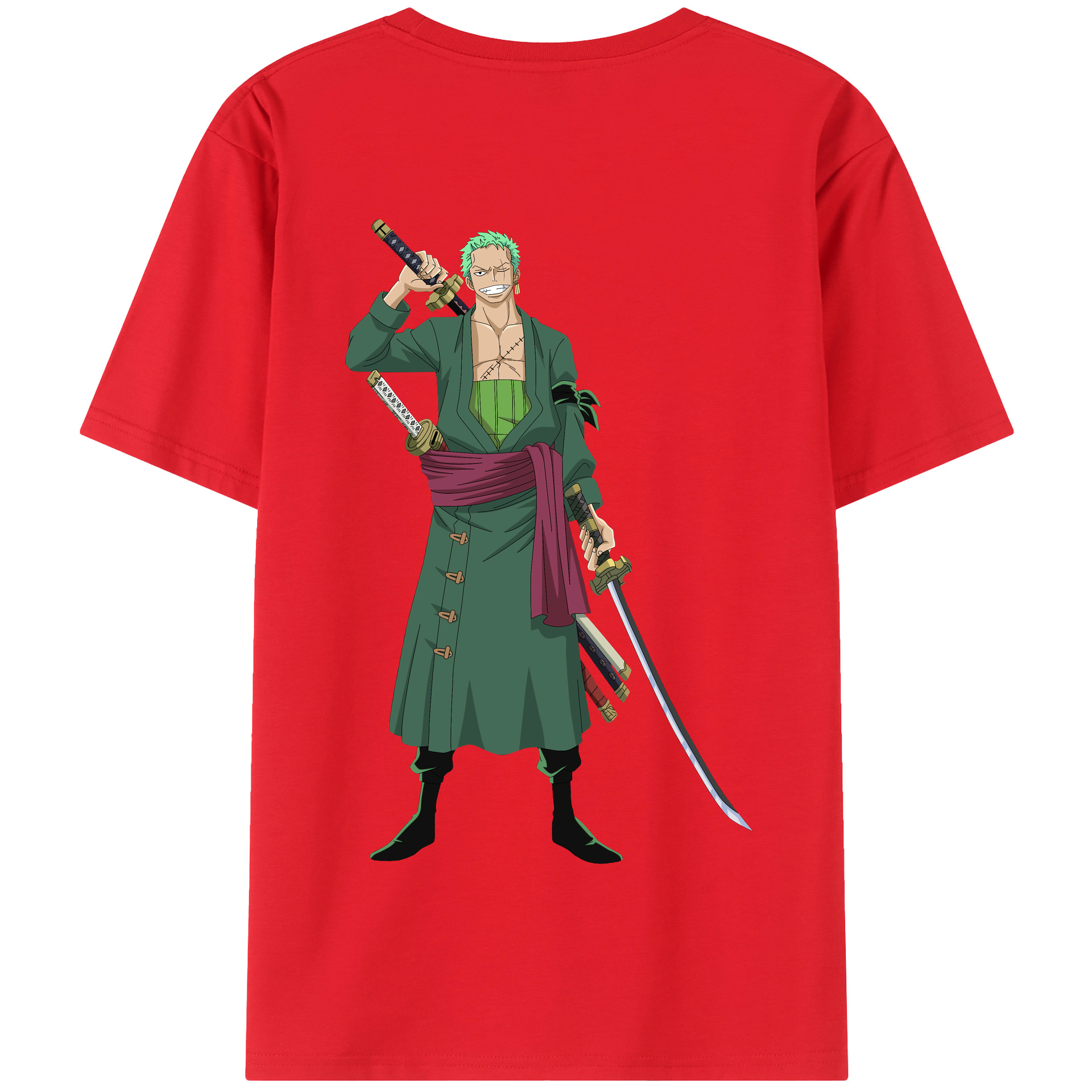 ワンピース ロロノア・ゾロ ONE PIECE Roronoa Zoro 綿100％半袖Tシャツ（背面プリント）