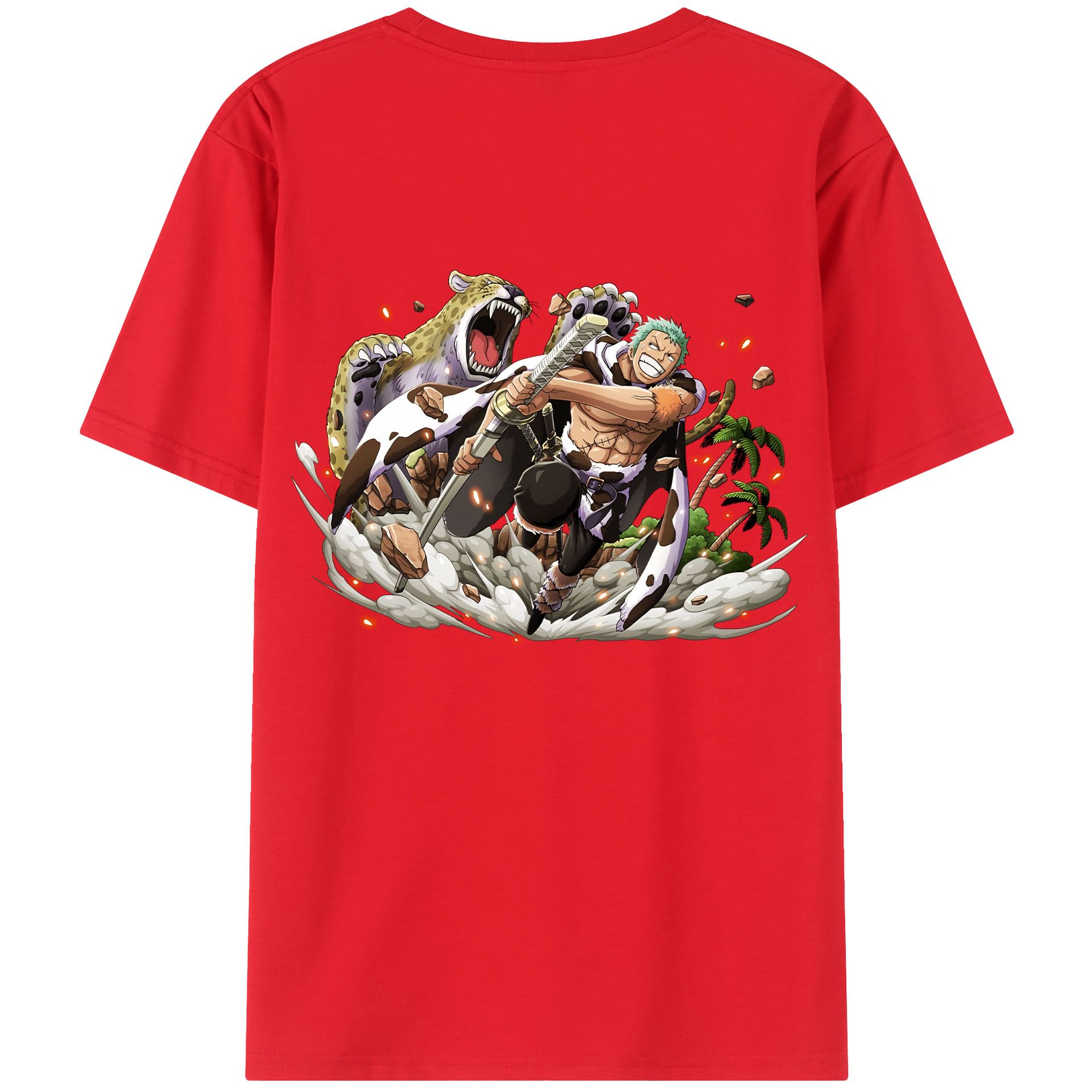 ワンピース ロロノア・ゾロ ONE PIECE Roronoa Zoro 綿100％半袖Tシャツ（背面プリント）