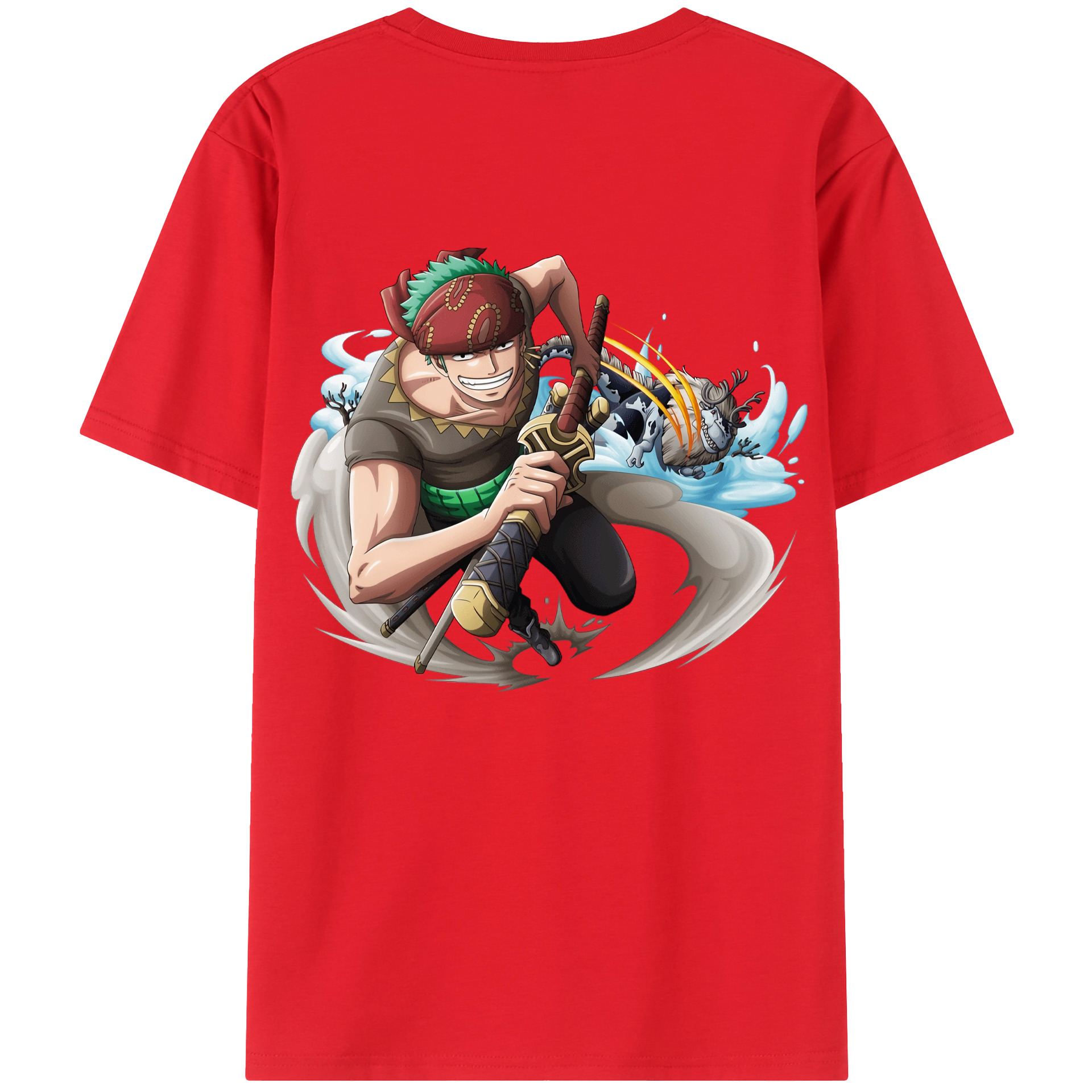 ワンピース ロロノア・ゾロ ONE PIECE Roronoa Zoro 綿100％半袖Tシャツ（背面プリント）