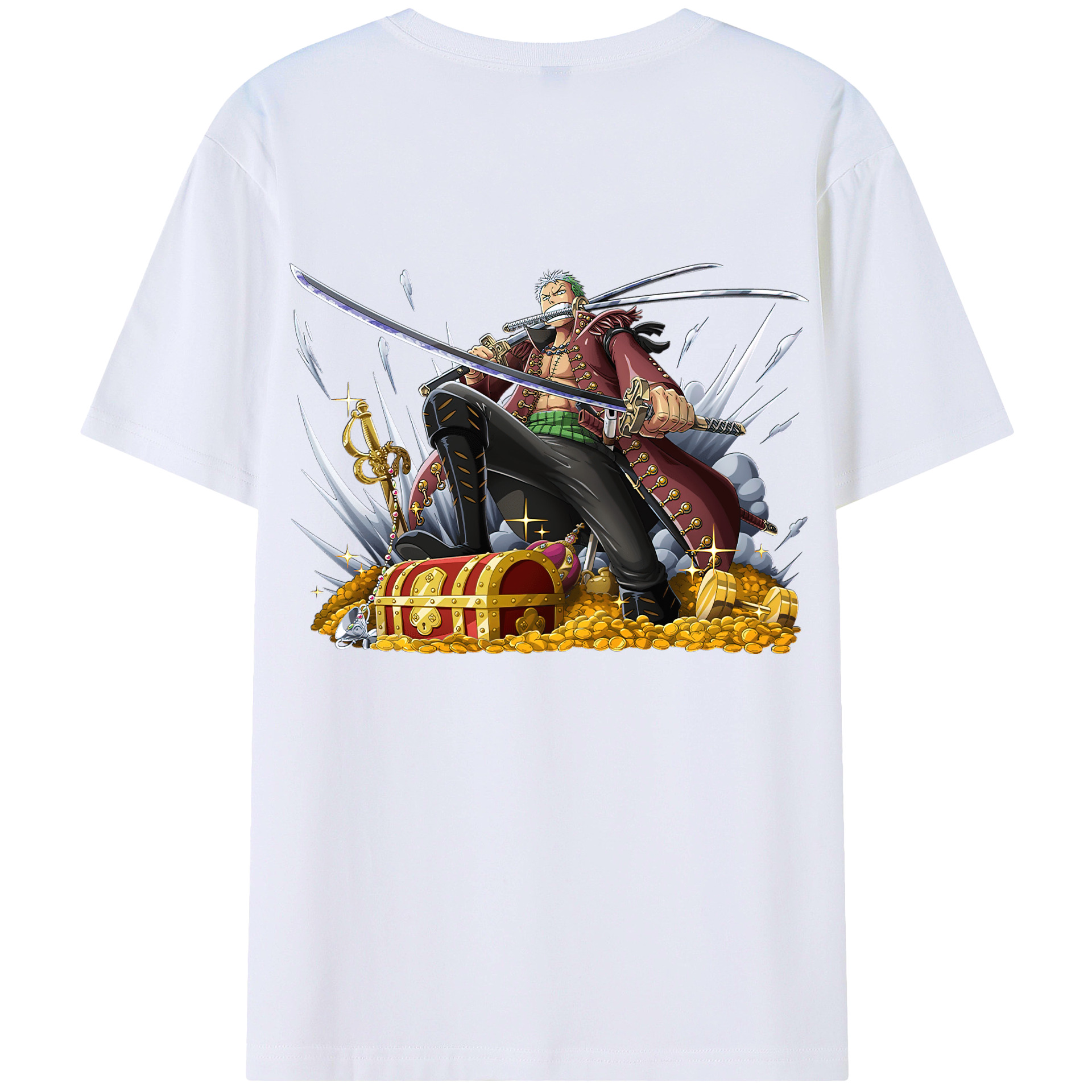 ワンピース ロロノア・ゾロ ONE PIECE Roronoa Zoro 綿100％半袖Tシャツ（背面プリント）