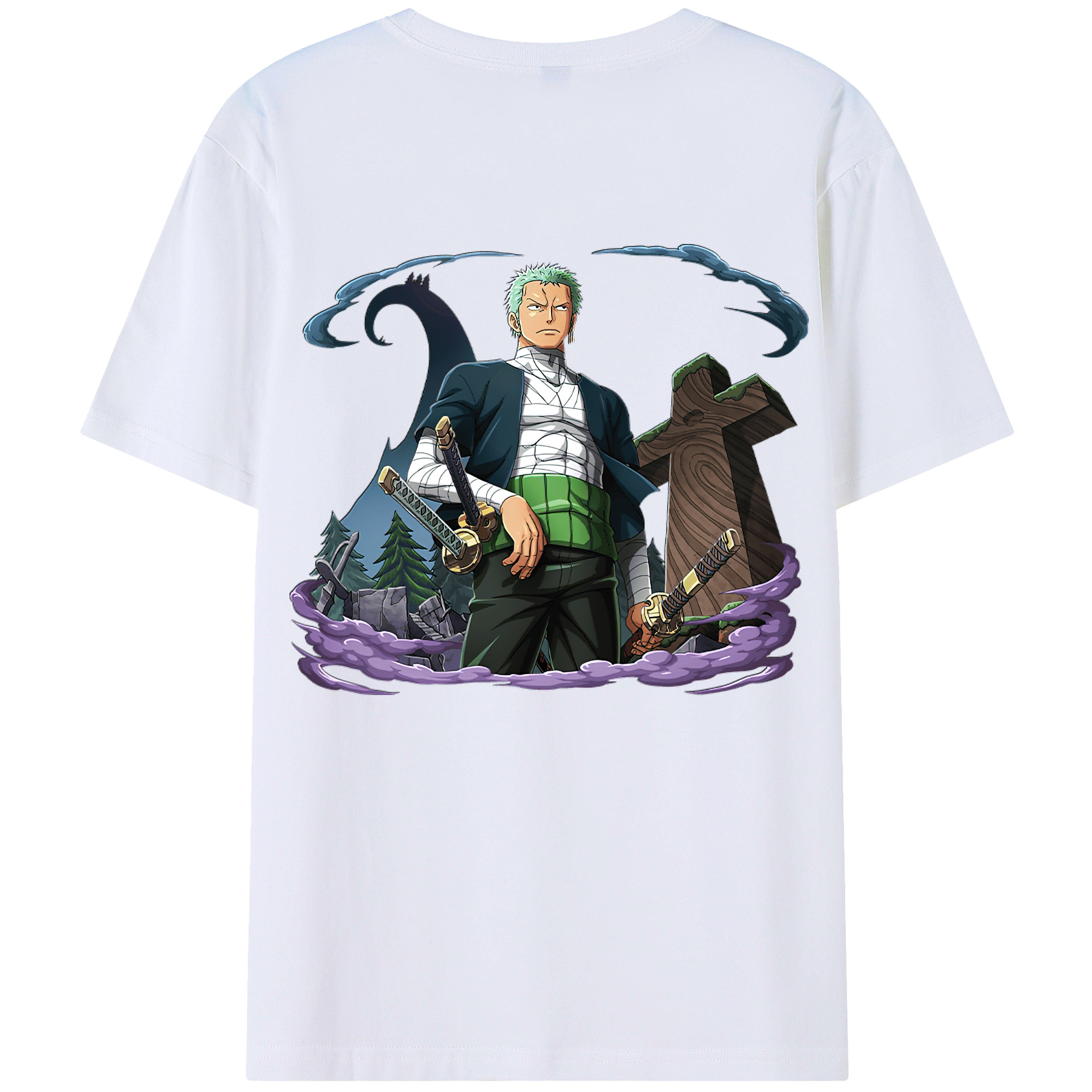 ワンピース ロロノア・ゾロ ONE PIECE Roronoa Zoro 綿100％半袖Tシャツ（背面プリント）