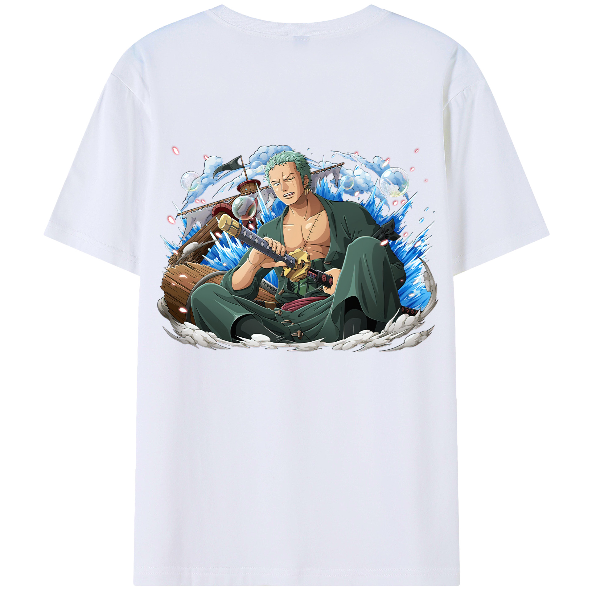 ワンピース ロロノア・ゾロ ONE PIECE Roronoa Zoro 綿100％半袖Tシャツ（背面プリント）