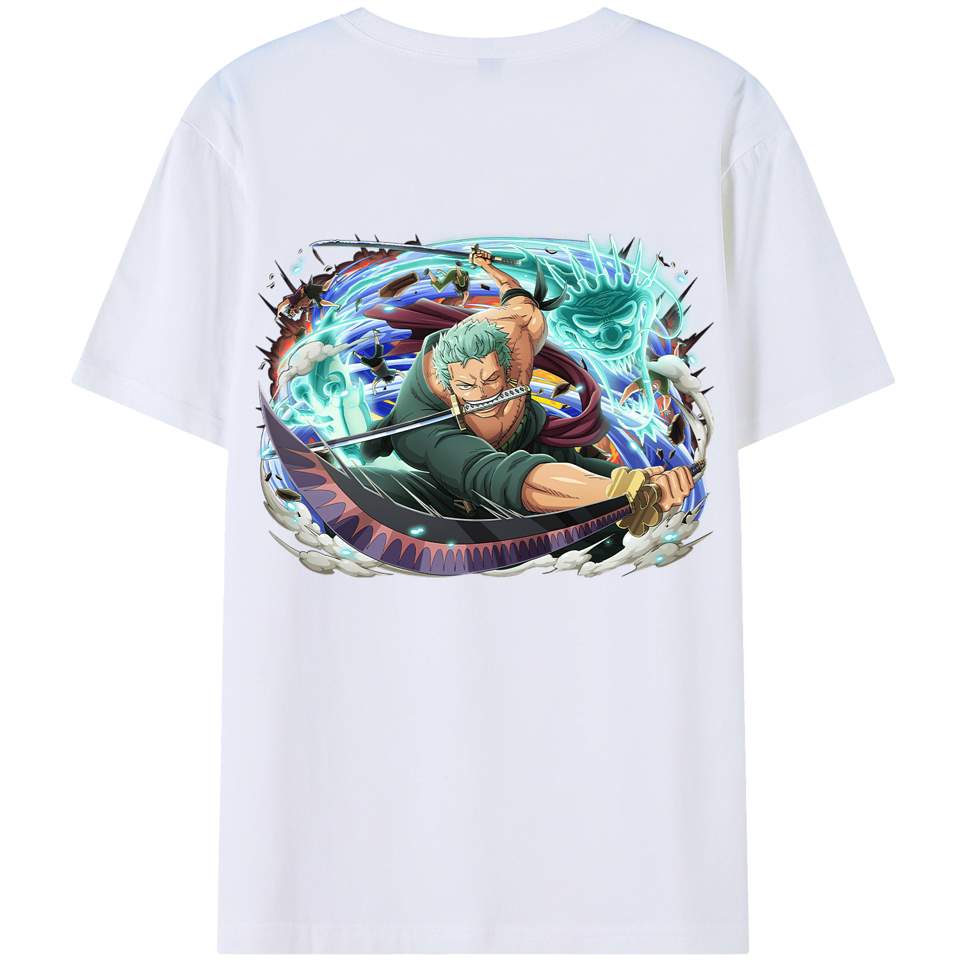ワンピース ロロノア・ゾロ ONE PIECE Roronoa Zoro 綿100％半袖Tシャツ（背面プリント）