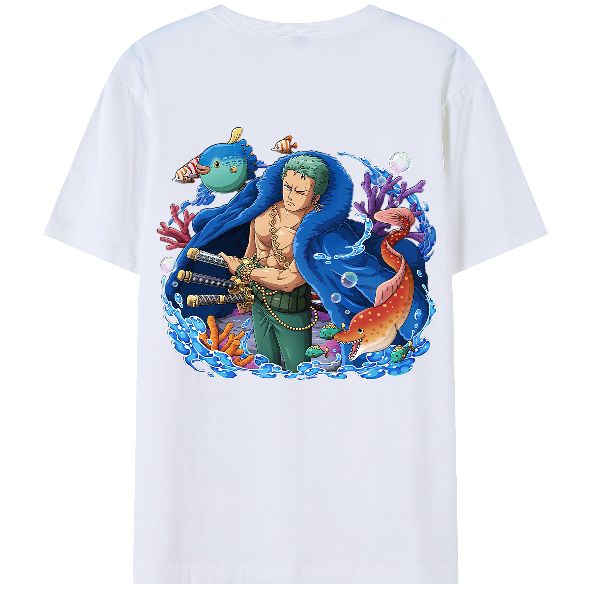 （画像用） ワンピース ロロノア・ゾロ ONE PIECE Roronoa Zoro 綿100％半袖Tシャツ（背面プリント）