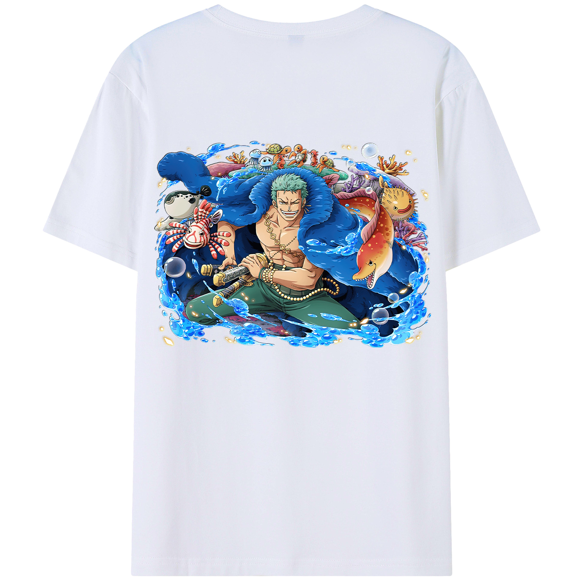 ワンピース ロロノア・ゾロ ONE PIECE Roronoa Zoro 綿100％半袖Tシャツ（背面プリント）