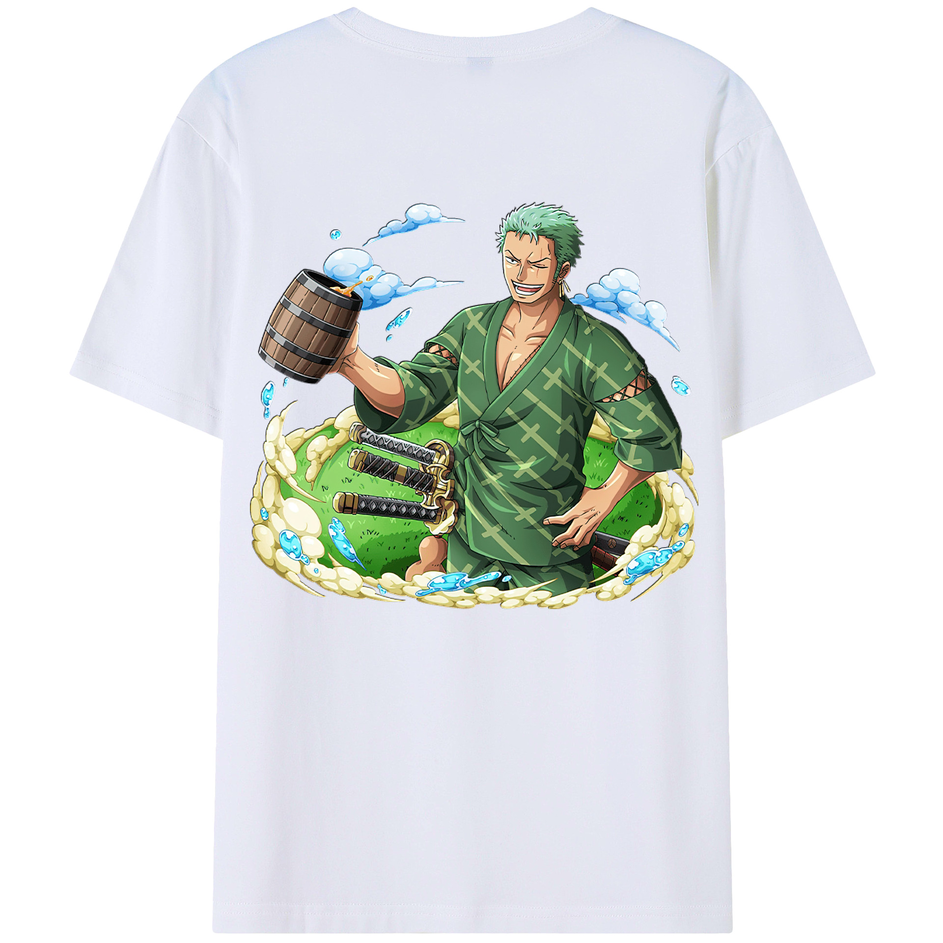 ワンピース ロロノア・ゾロ ONE PIECE Roronoa Zoro 綿100％半袖Tシャツ（背面プリント）