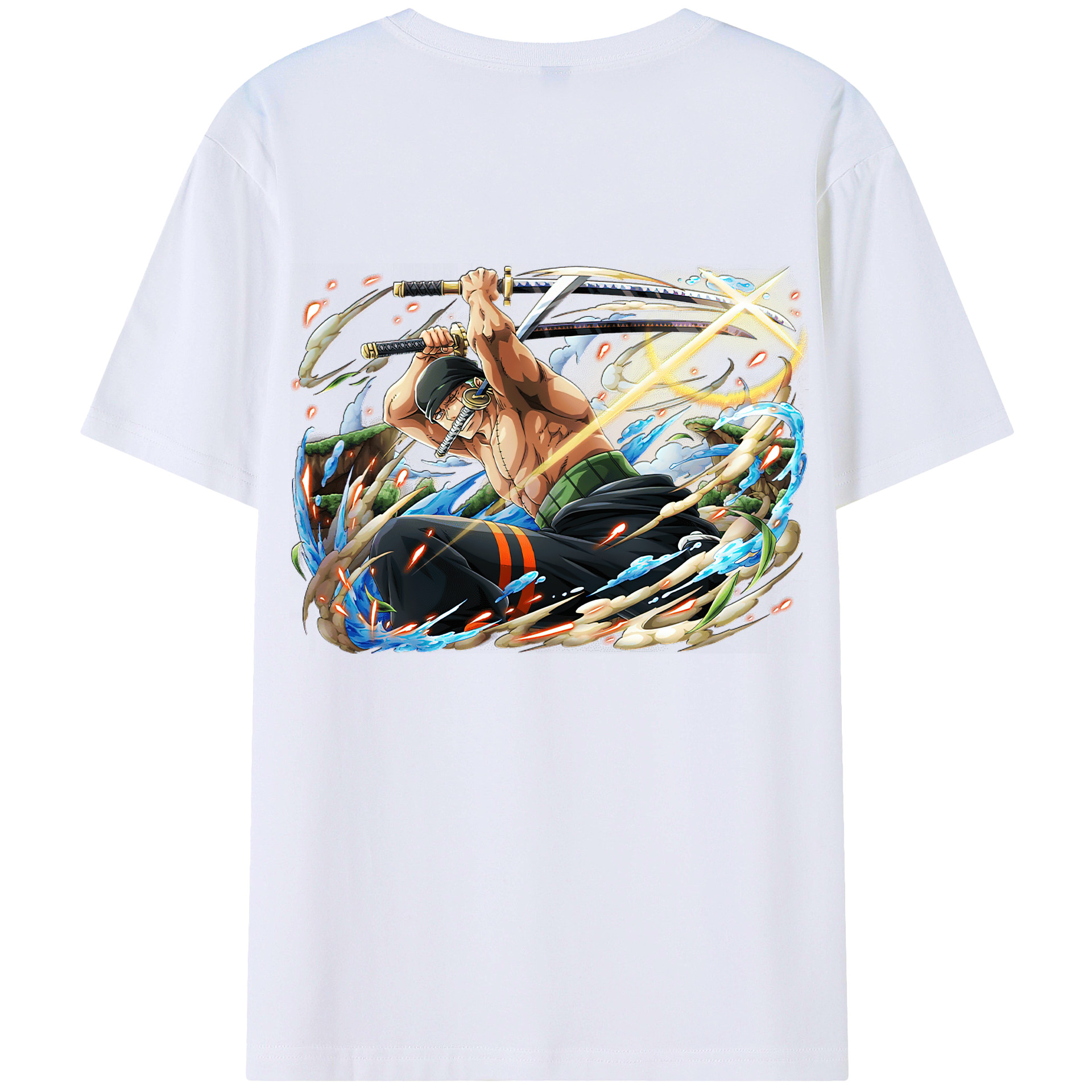 ワンピース ロロノア・ゾロ ONE PIECE Roronoa Zoro 綿100％半袖Tシャツ（背面プリント）