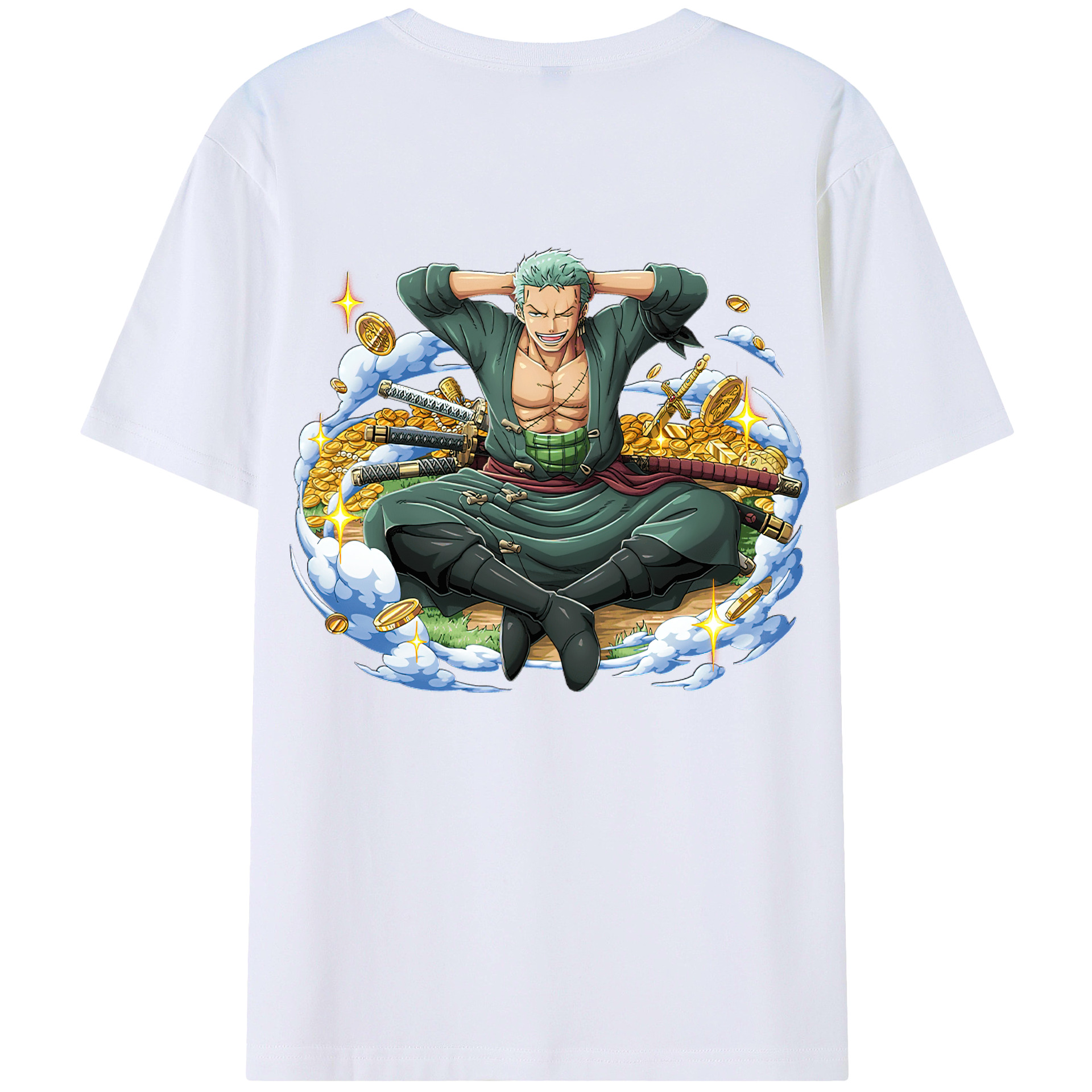 ワンピース ロロノア・ゾロ ONE PIECE Roronoa Zoro 綿100％半袖Tシャツ（背面プリント）