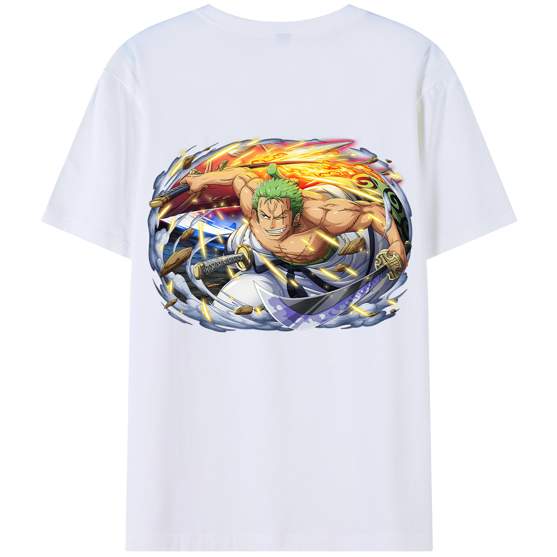 ワンピース ロロノア・ゾロ ONE PIECE Roronoa Zoro 綿100％半袖Tシャツ（背面プリント）