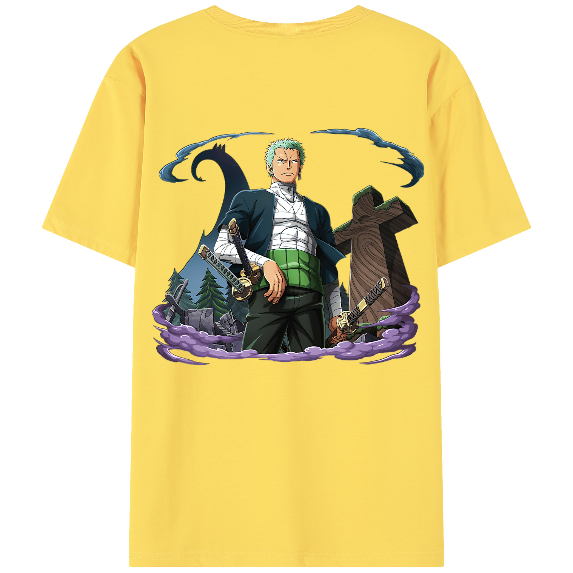 ワンピース ロロノア・ゾロ ONE PIECE Roronoa Zoro 綿100％半袖Tシャツ（背面プリント）