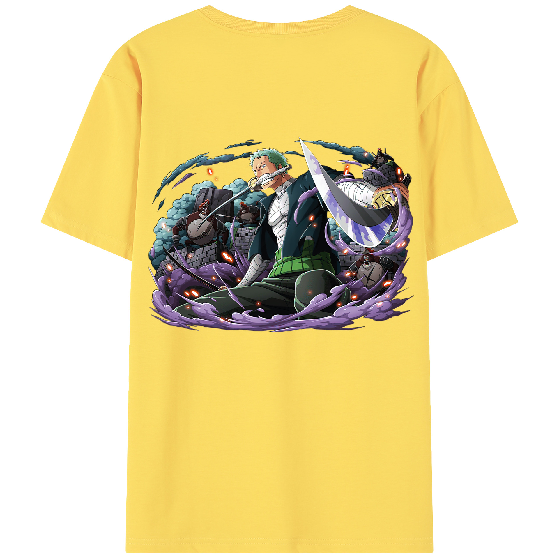 ワンピース ロロノア・ゾロ ONE PIECE Roronoa Zoro 綿100％半袖Tシャツ（背面プリント）