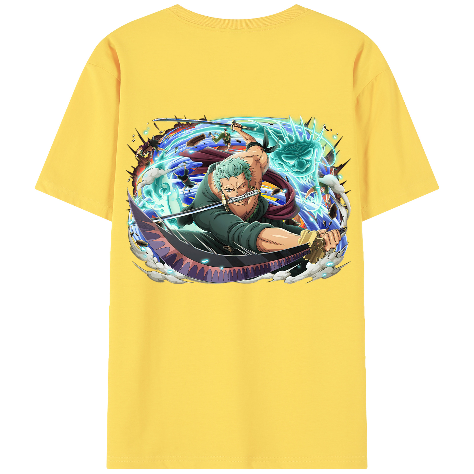 ワンピース ロロノア・ゾロ ONE PIECE Roronoa Zoro 綿100％半袖Tシャツ（背面プリント）