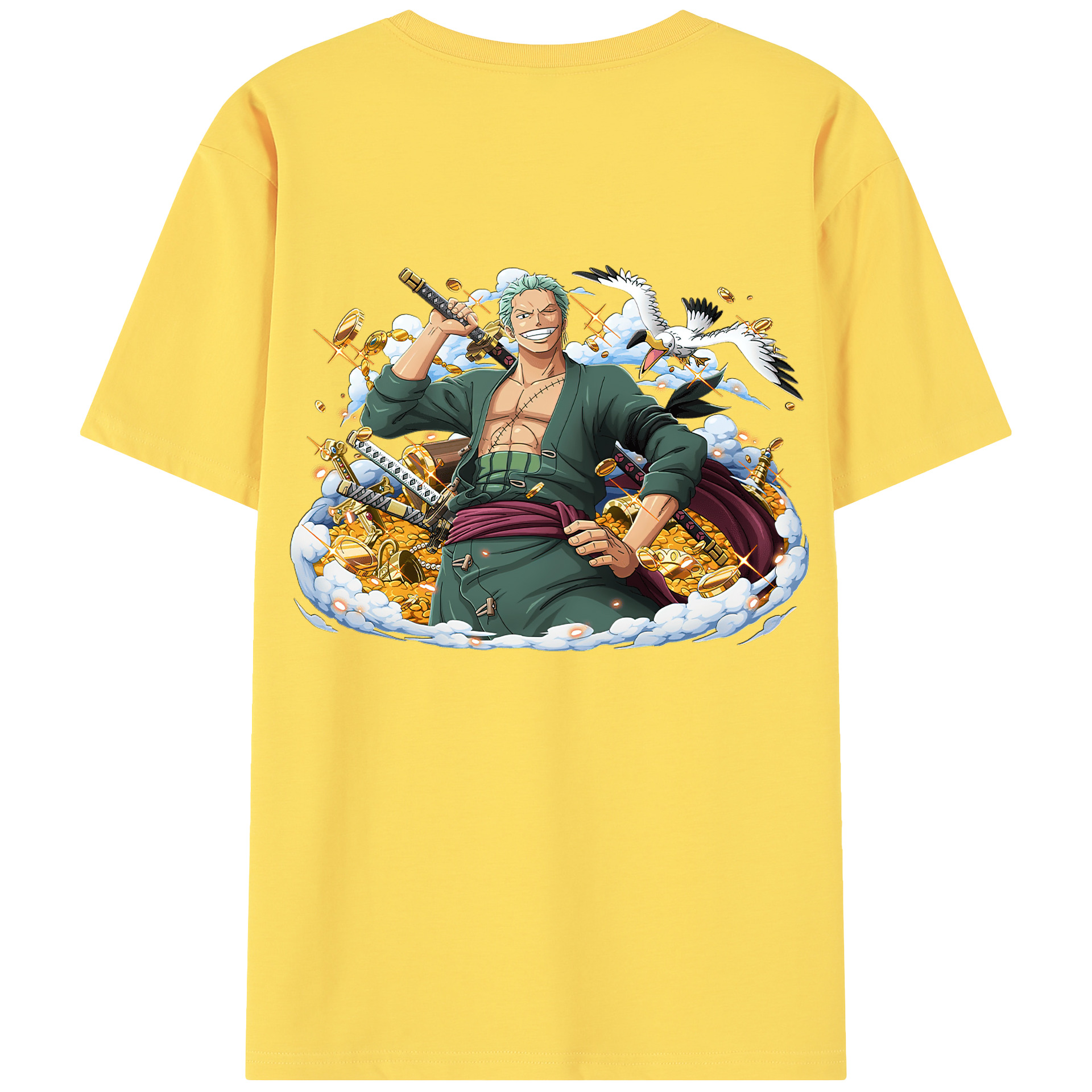 ワンピース ロロノア・ゾロ ONE PIECE Roronoa Zoro 綿100％半袖Tシャツ（背面プリント）