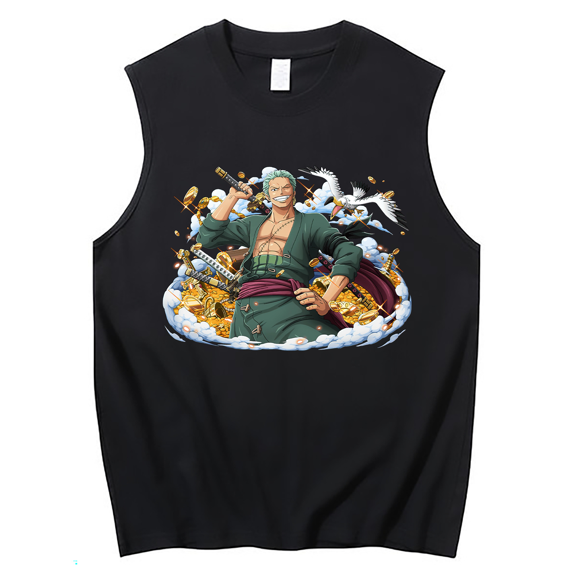 ワンピース ロロノア・ゾロ ONE PIECE Roronoa Zoro コットン100％タンクトップ（フロントプリント）
