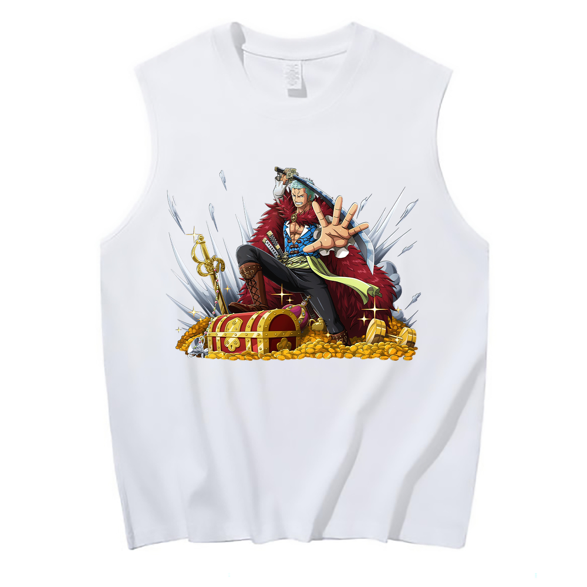 ワンピース ロロノア・ゾロ ONE PIECE Roronoa Zoro コットン100％タンクトップ（フロントプリント）