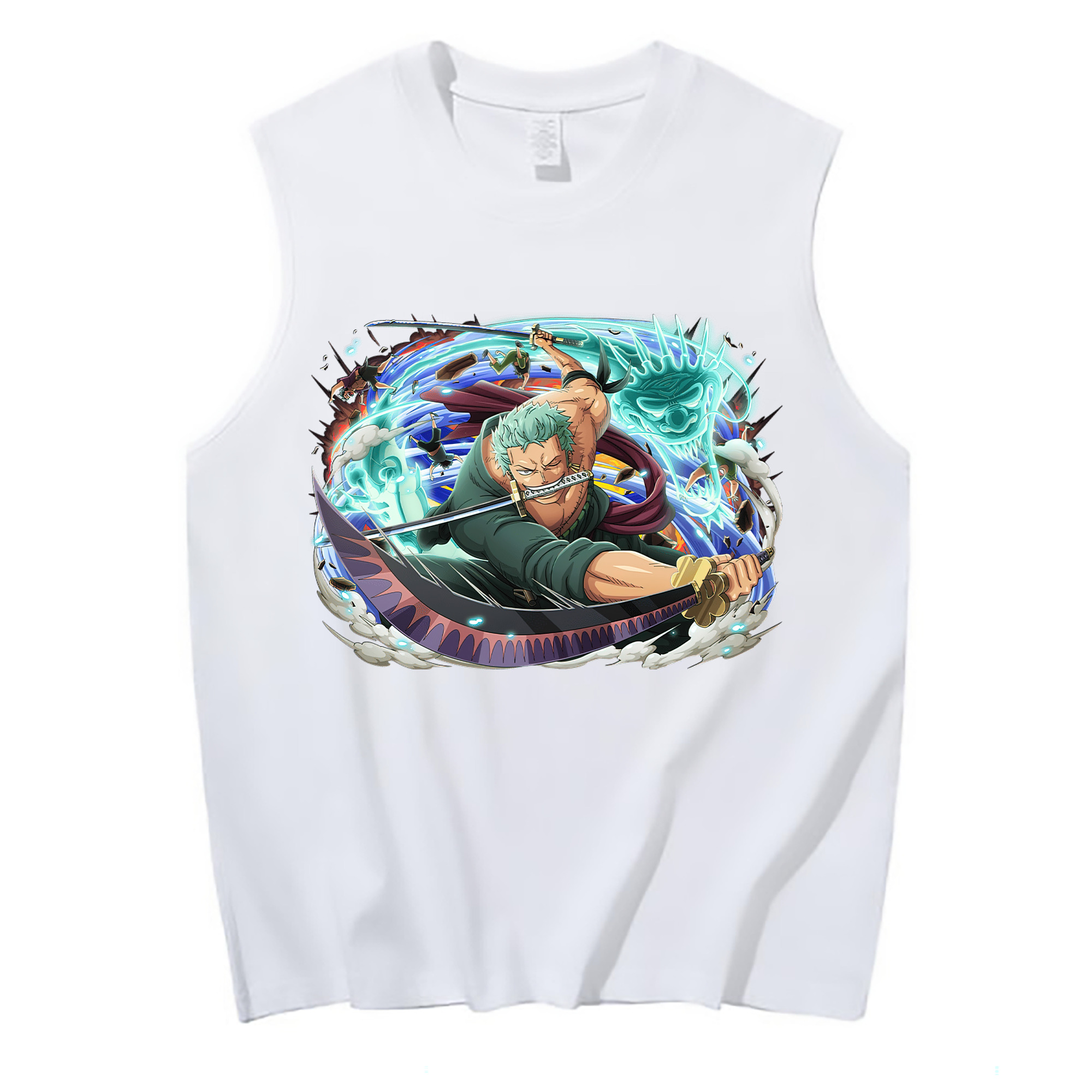 ワンピース ロロノア・ゾロ ONE PIECE Roronoa Zoro コットン100％タンクトップ（フロントプリント）