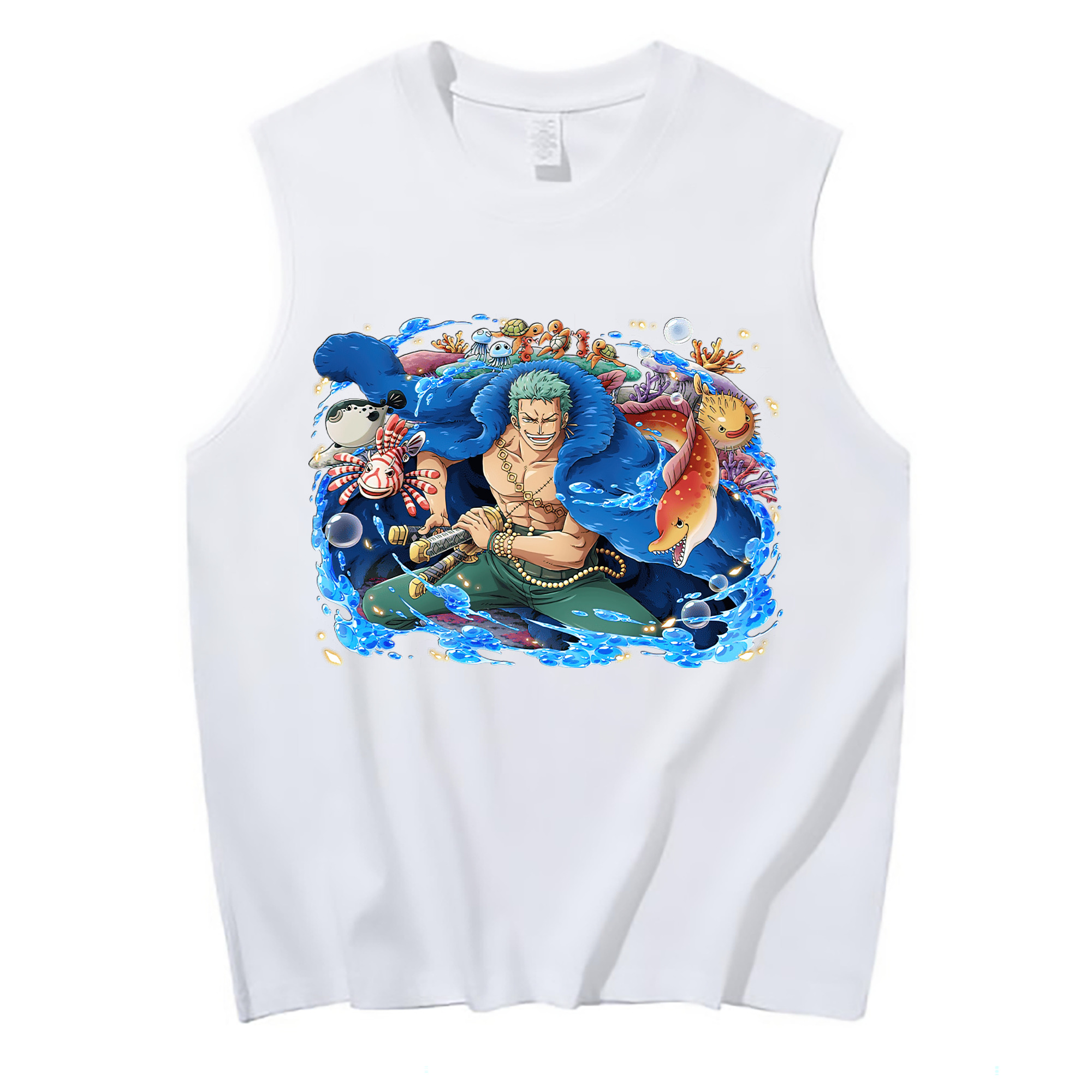 ワンピース ロロノア・ゾロ ONE PIECE Roronoa Zoro コットン100％タンクトップ（フロントプリント）