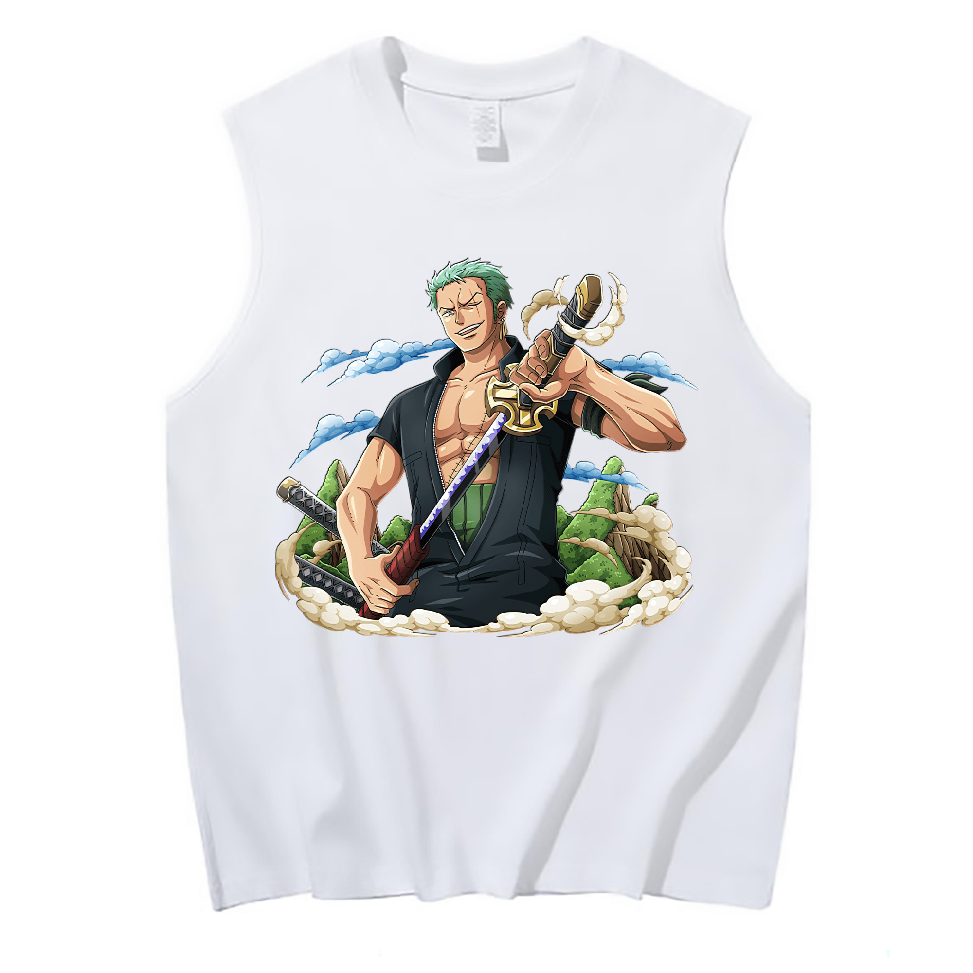ワンピース ロロノア・ゾロ ONE PIECE Roronoa Zoro コットン100％タンクトップ（フロントプリント）