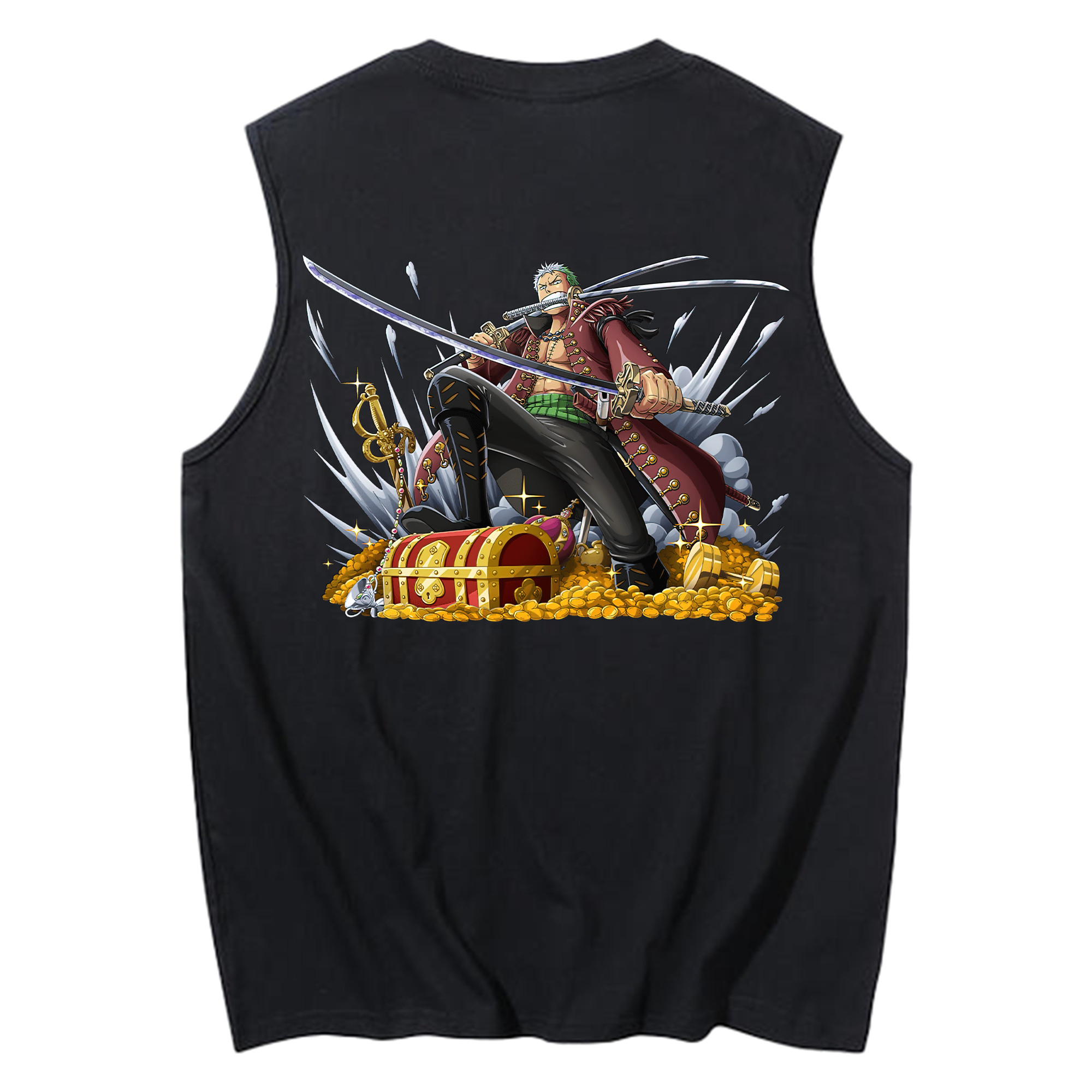 ワンピース ロロノア・ゾロ ONE PIECE Roronoa Zoro コットン100％タンクトップ（背面プリント）