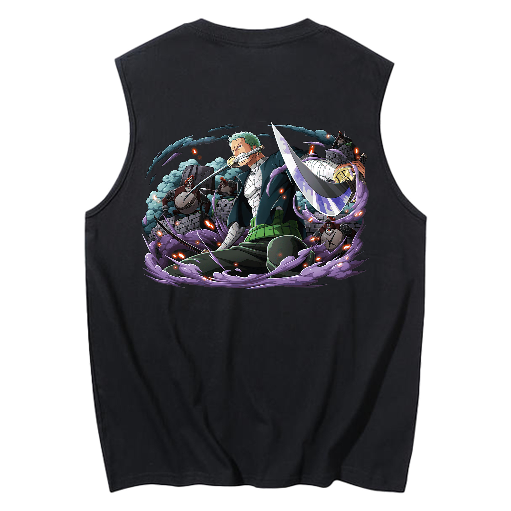 ワンピース ロロノア・ゾロ ONE PIECE Roronoa Zoro コットン100％タンクトップ（背面プリント）