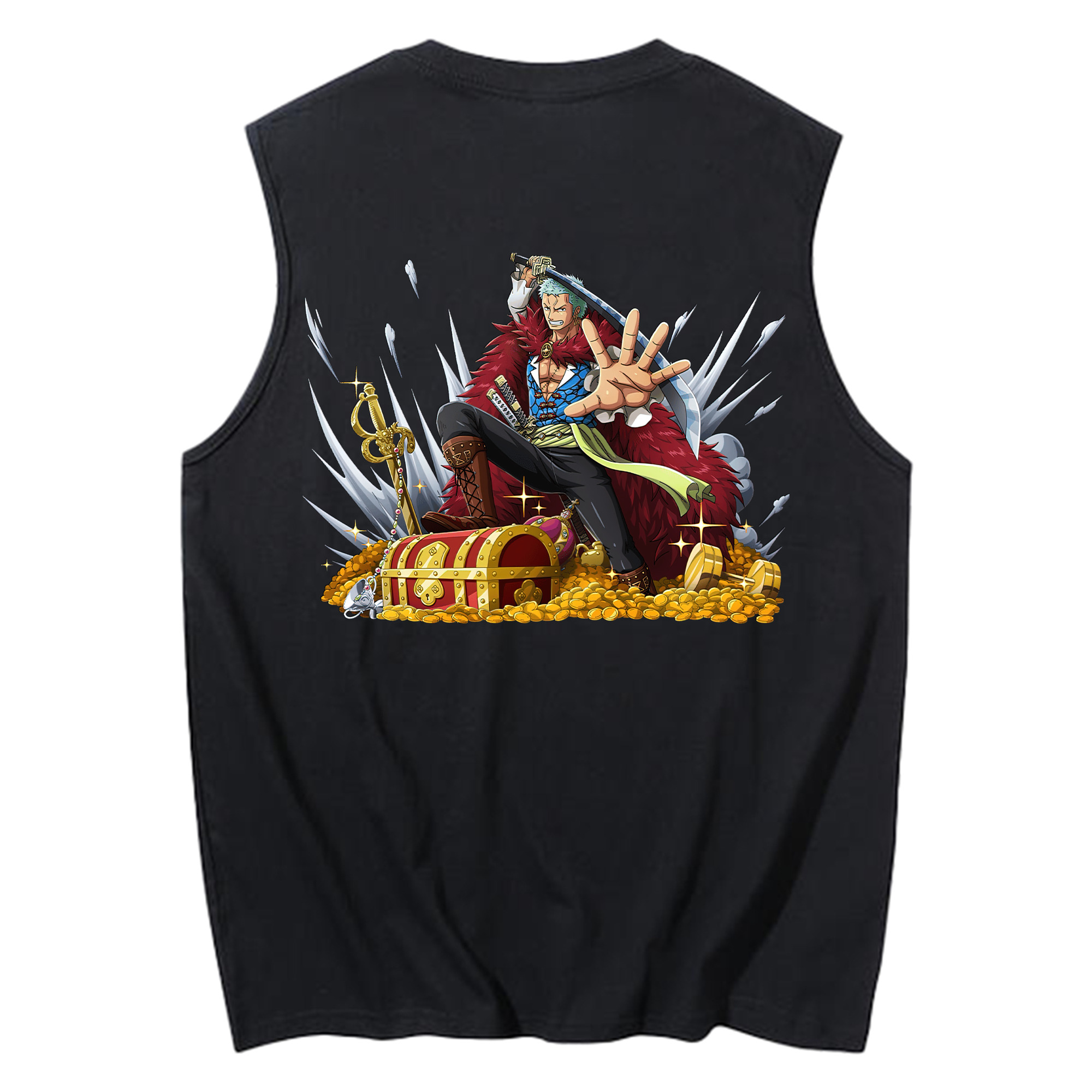 ワンピース ロロノア・ゾロ ONE PIECE Roronoa Zoro コットン100％タンクトップ（背面プリント）