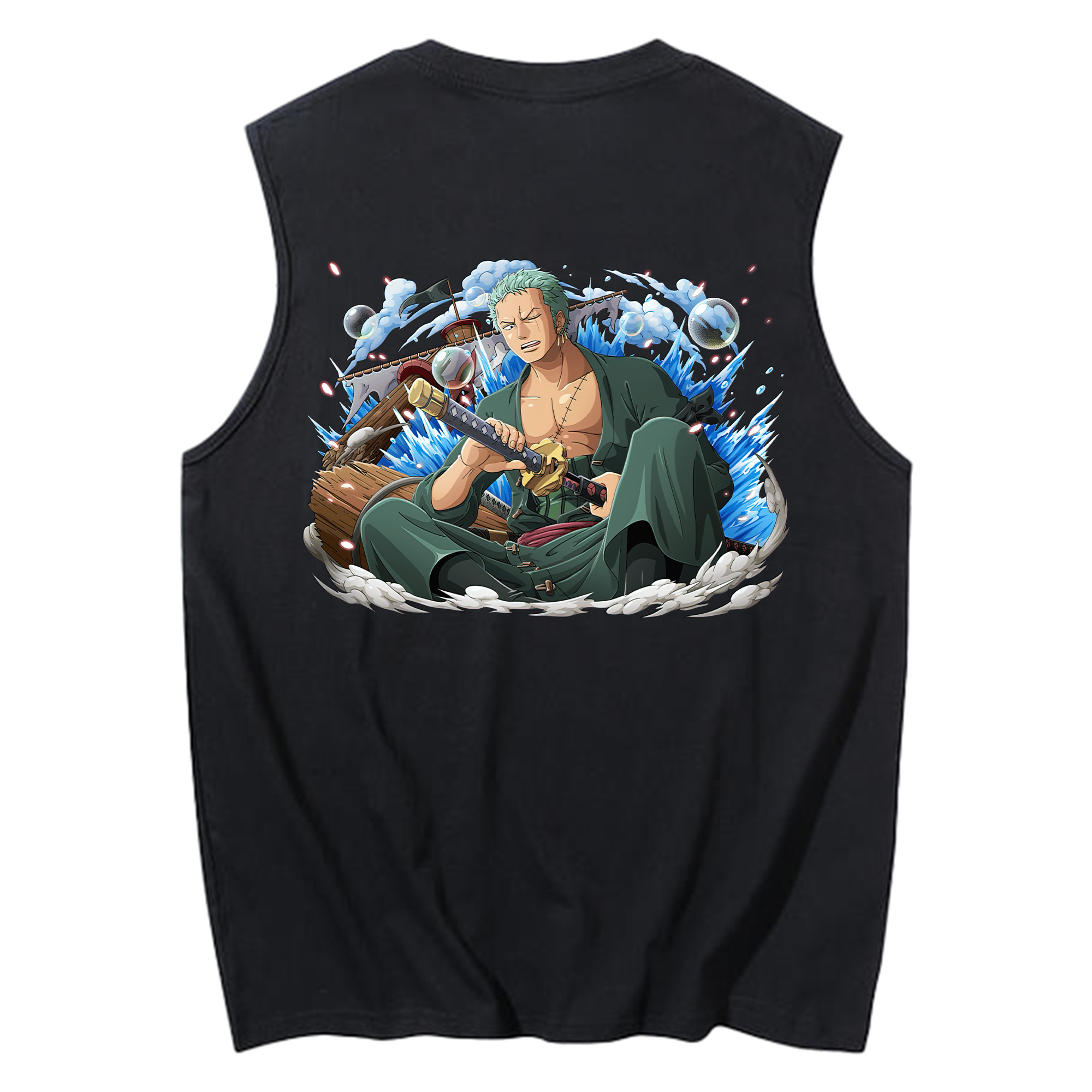 ワンピース ロロノア・ゾロ ONE PIECE Roronoa Zoro コットン100％タンクトップ（背面プリント）