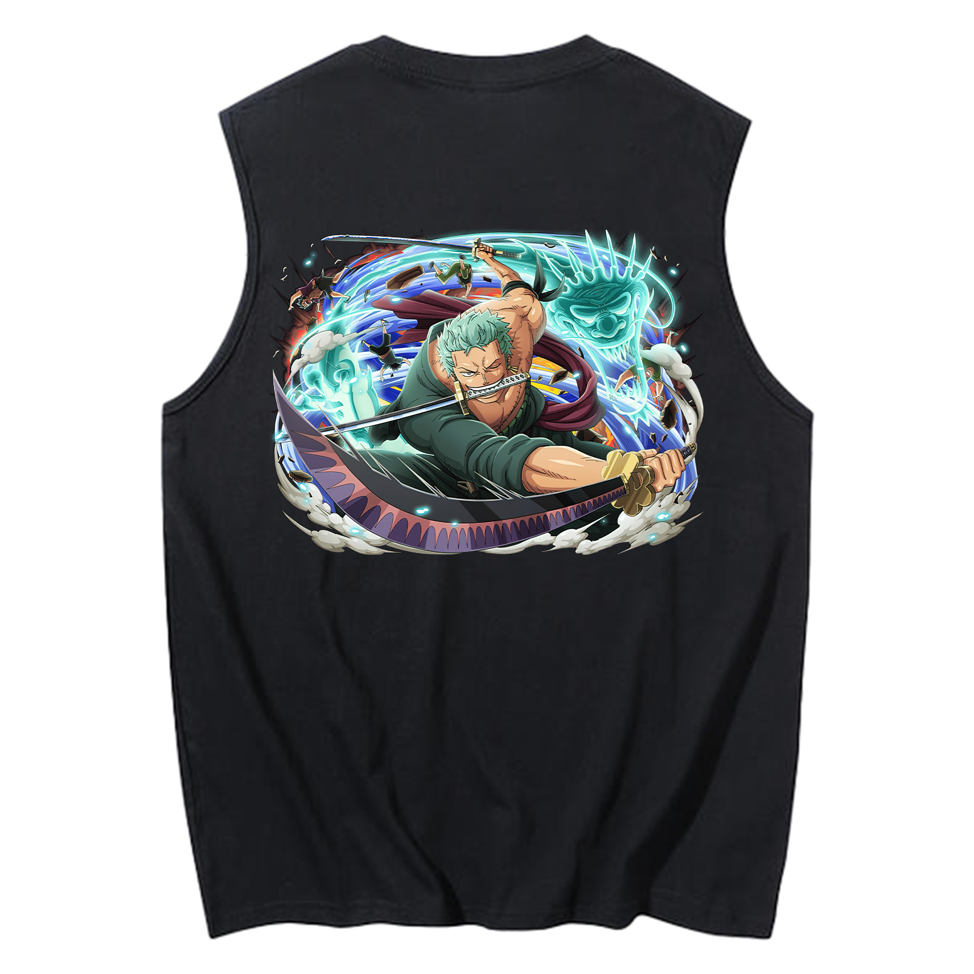 ワンピース ロロノア・ゾロ ONE PIECE Roronoa Zoro コットン100％タンクトップ（背面プリント）