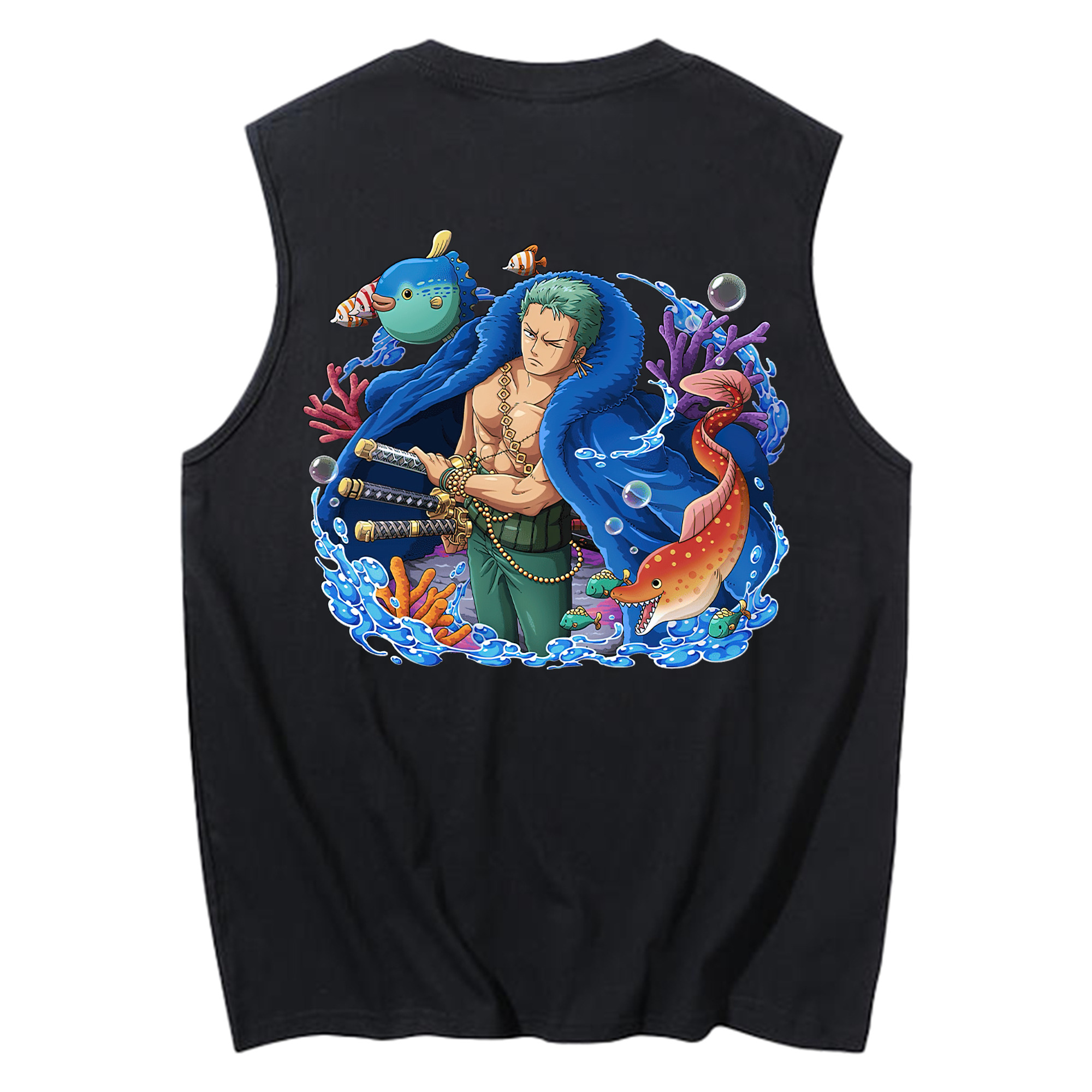 ワンピース ロロノア・ゾロ ONE PIECE Roronoa Zoro コットン100％タンクトップ（背面プリント）