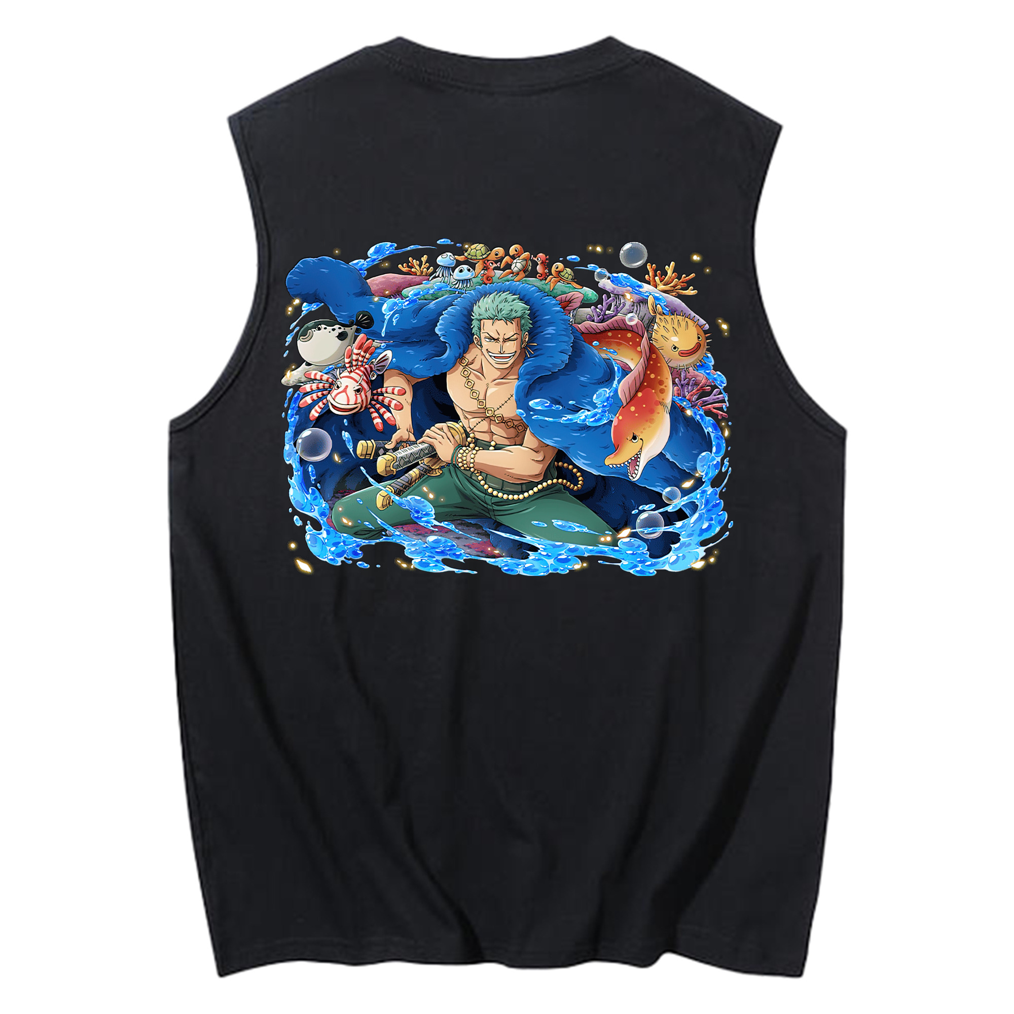 ワンピース ロロノア・ゾロ ONE PIECE Roronoa Zoro コットン100％タンクトップ（背面プリント）