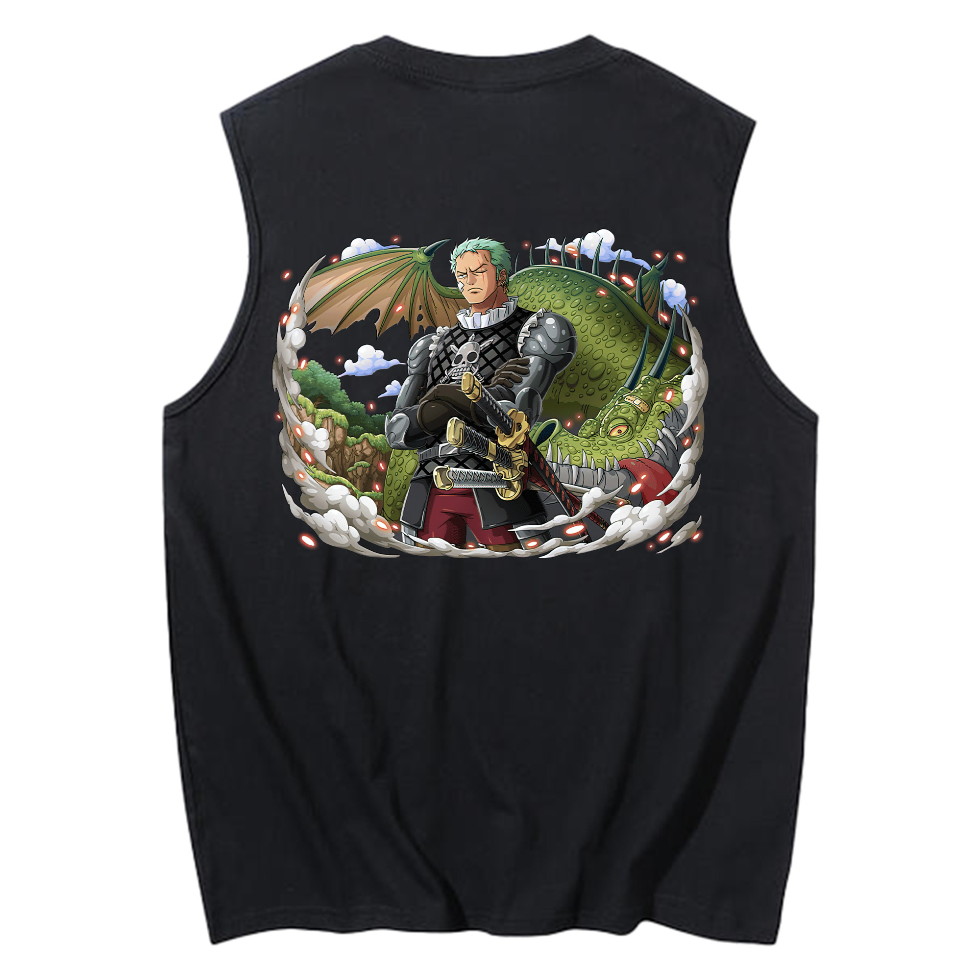 ワンピース ロロノア・ゾロ ONE PIECE Roronoa Zoro コットン100％タンクトップ（背面プリント）