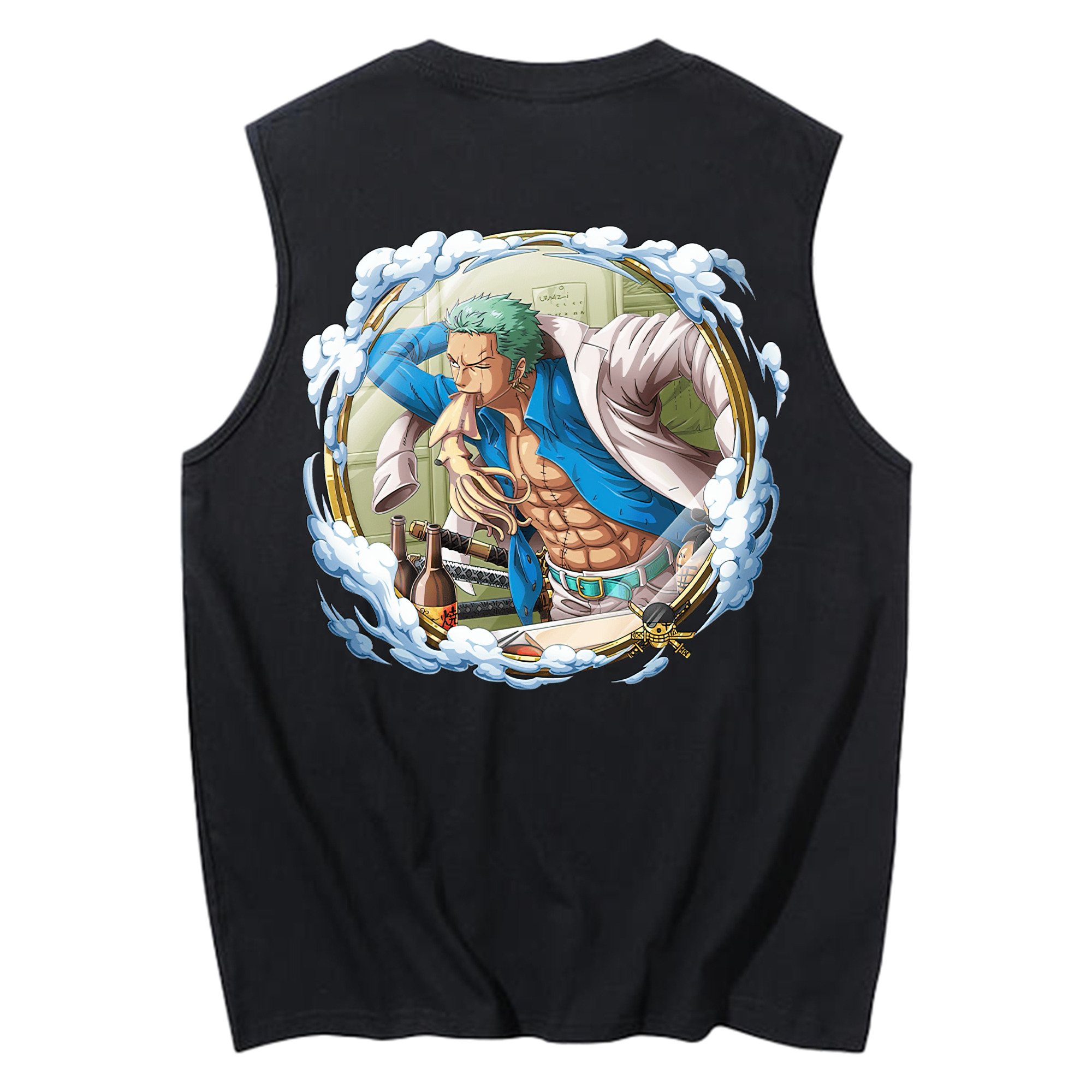 ワンピース ロロノア・ゾロ ONE PIECE Roronoa Zoro コットン100％タンクトップ（背面プリント）