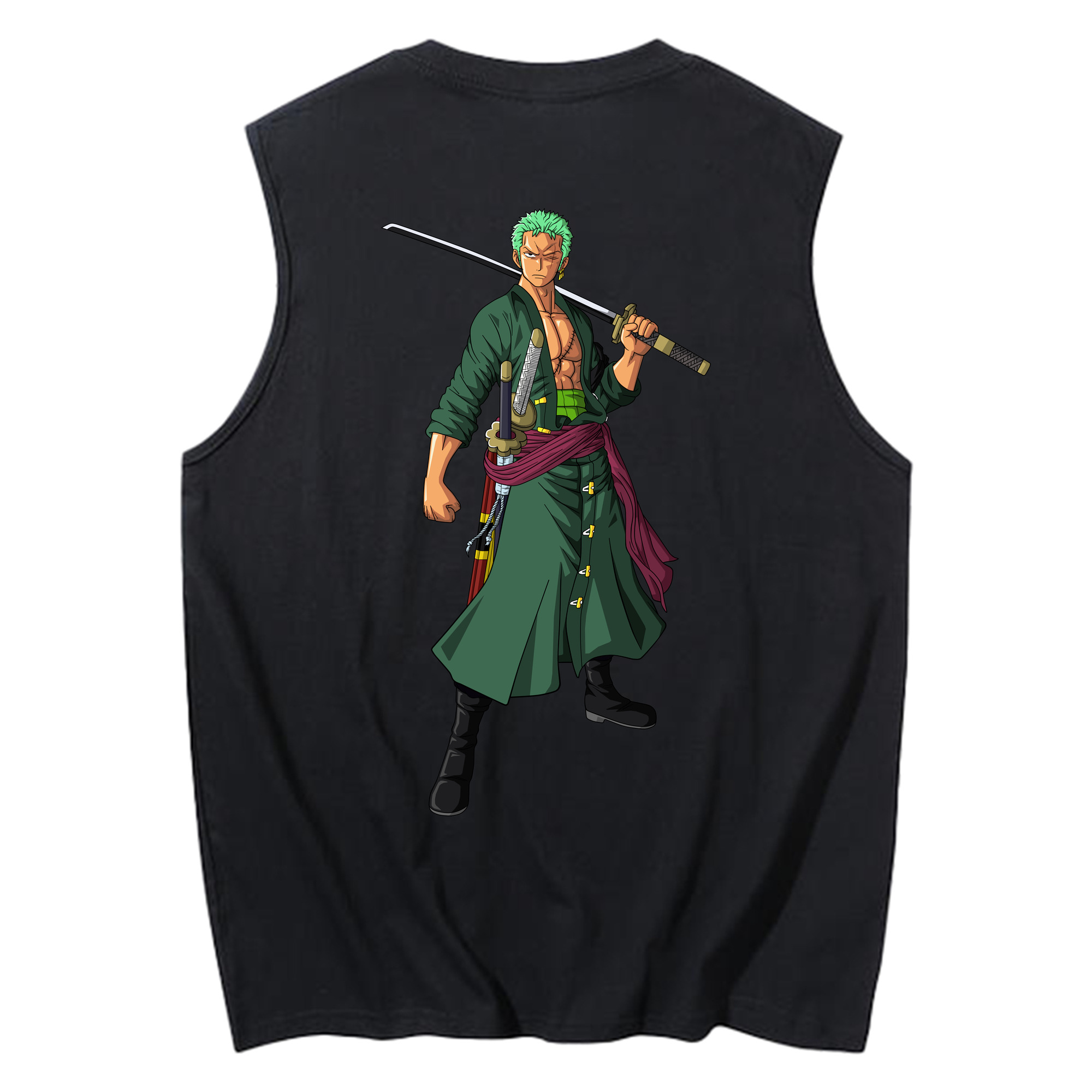ワンピース ロロノア・ゾロ ONE PIECE Roronoa Zoro コットン100％タンクトップ（背面プリント）