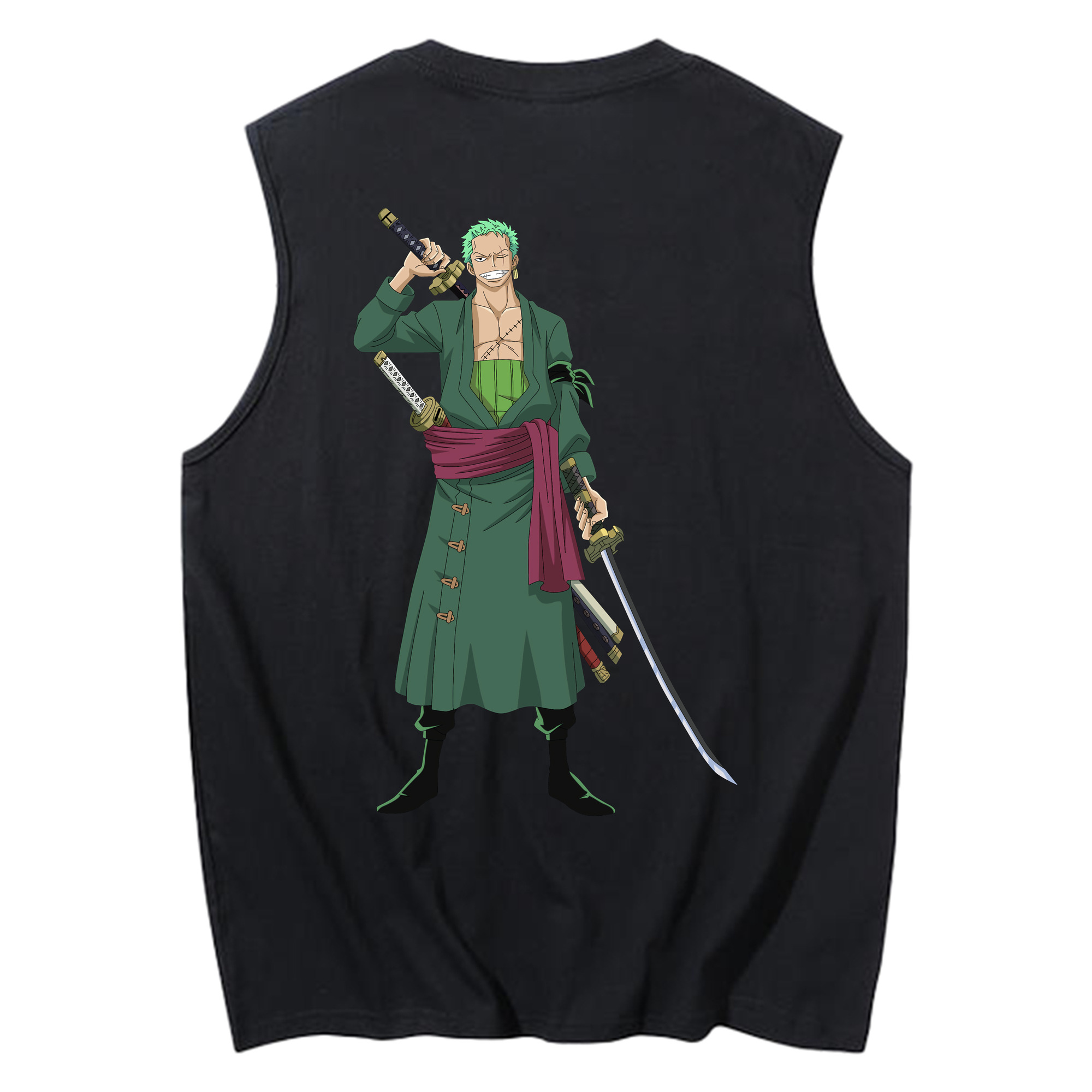 ワンピース ロロノア・ゾロ ONE PIECE Roronoa Zoro コットン100％タンクトップ（背面プリント）
