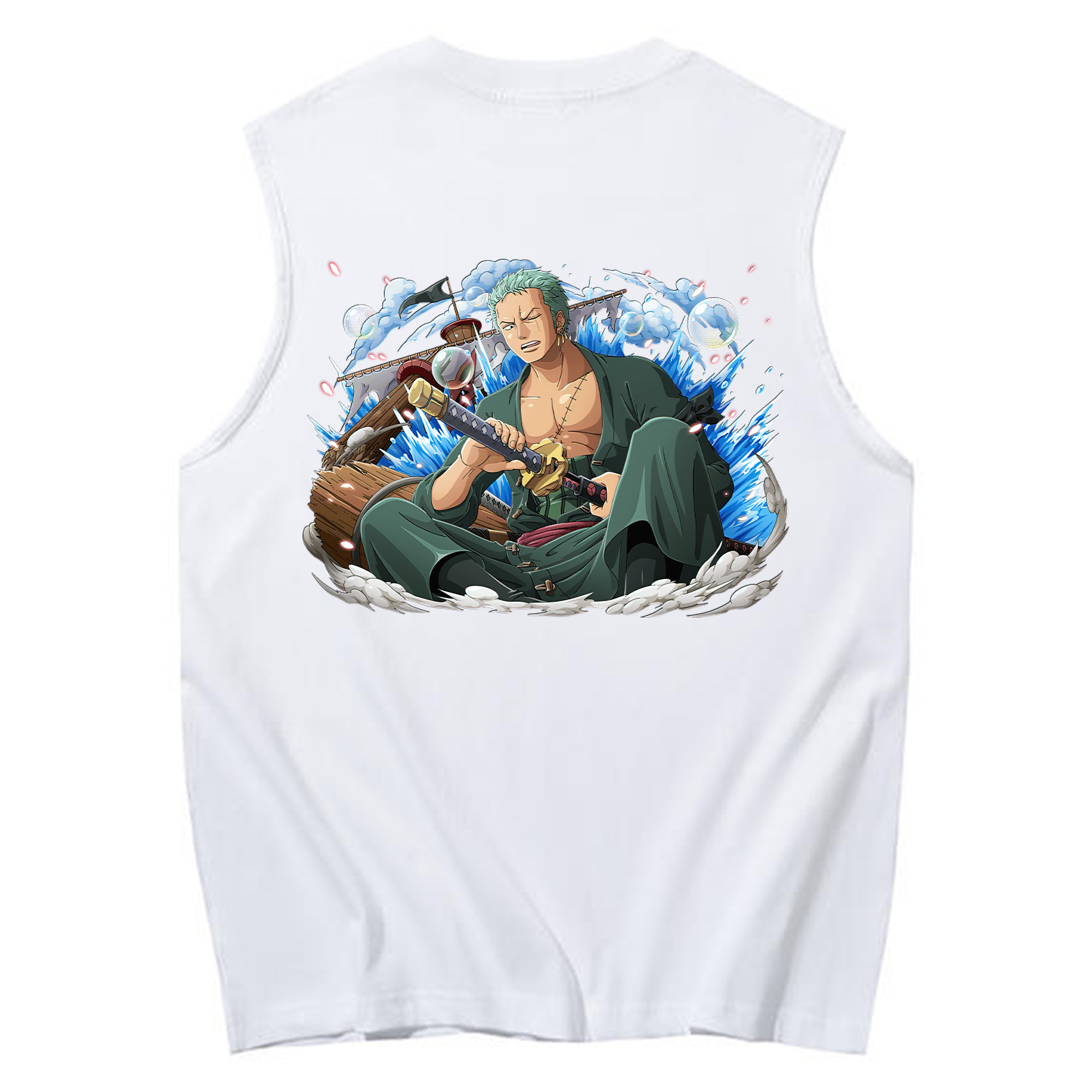 ワンピース ロロノア・ゾロ ONE PIECE Roronoa Zoro コットン100％タンクトップ（背面プリント）