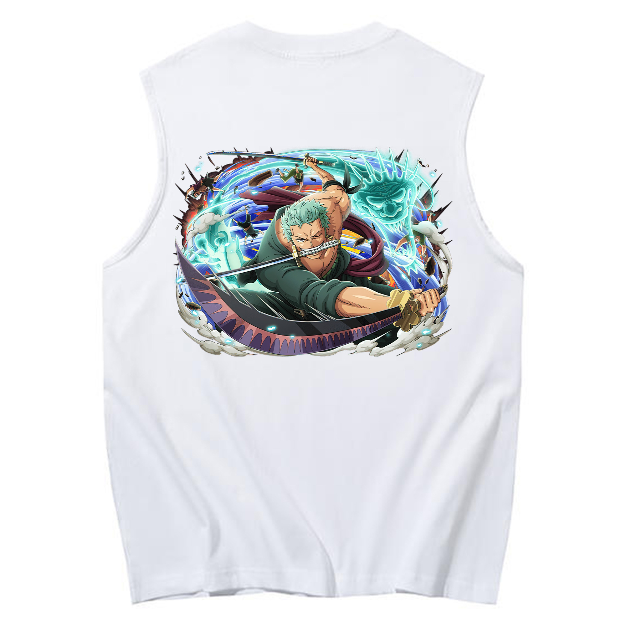 ワンピース ロロノア・ゾロ ONE PIECE Roronoa Zoro コットン100％タンクトップ（背面プリント）