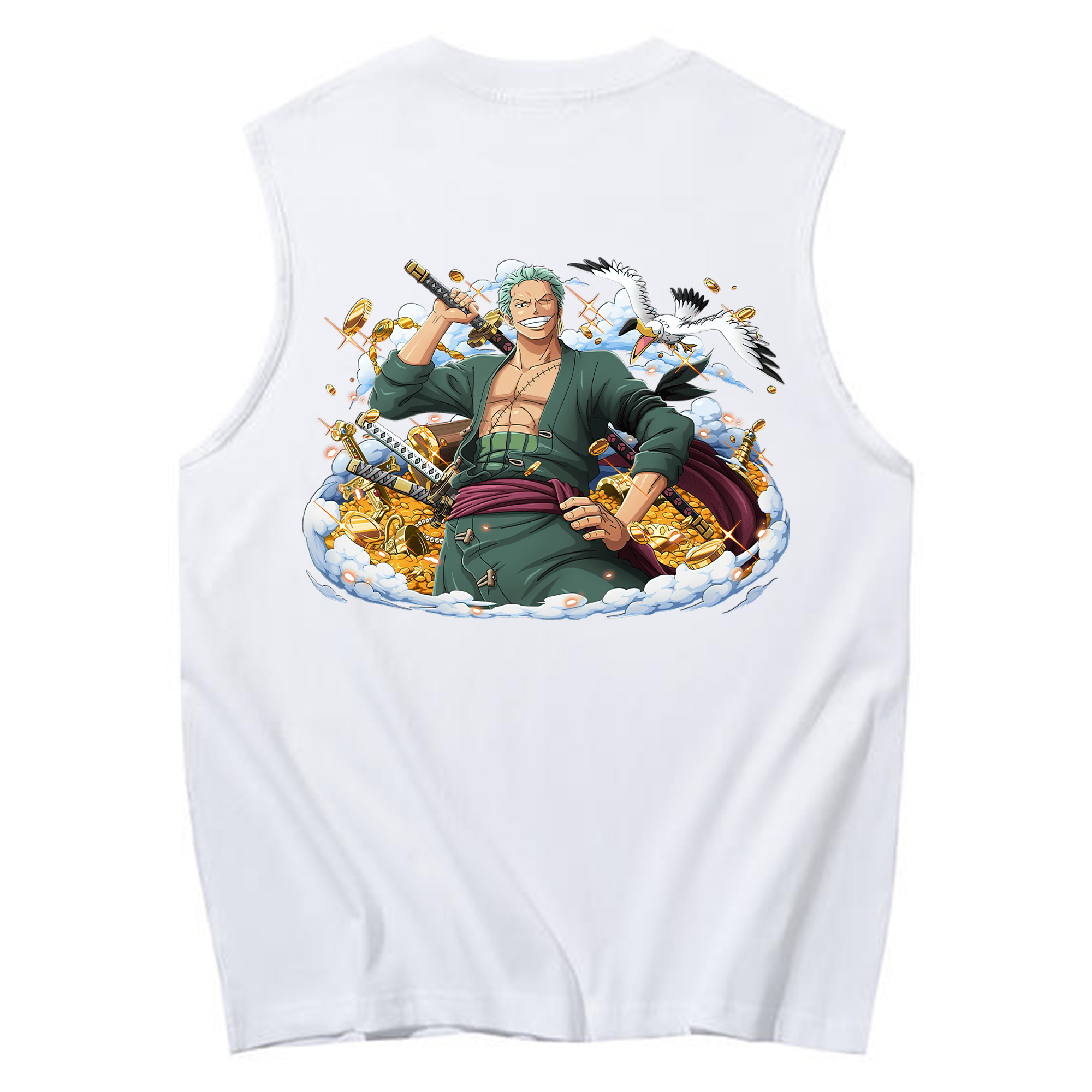 ワンピース ロロノア・ゾロ ONE PIECE Roronoa Zoro コットン100％タンクトップ（背面プリント）