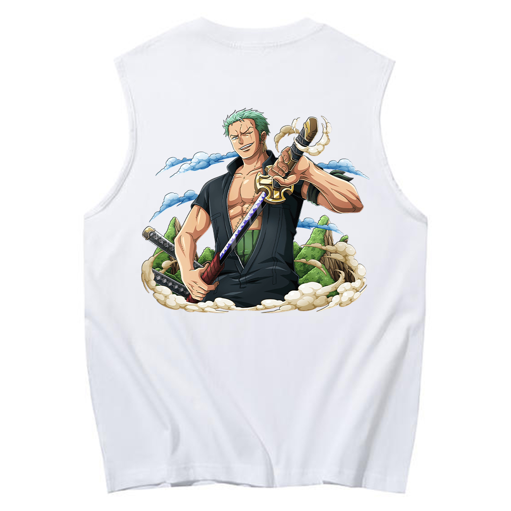 ワンピース ロロノア・ゾロ ONE PIECE Roronoa Zoro コットン100％タンクトップ（背面プリント）
