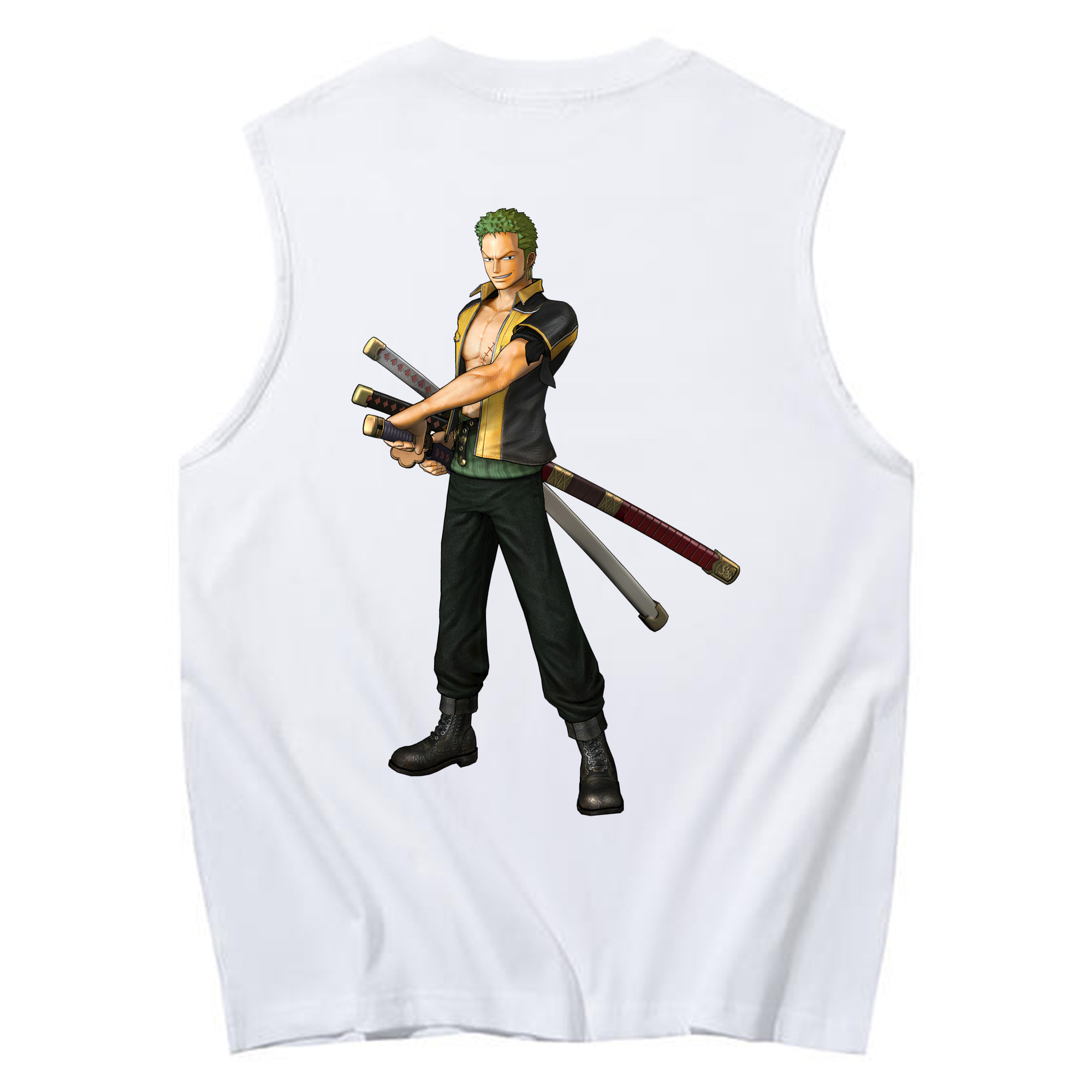 ワンピース ロロノア・ゾロ ONE PIECE Roronoa Zoro コットン100％タンクトップ（背面プリント）